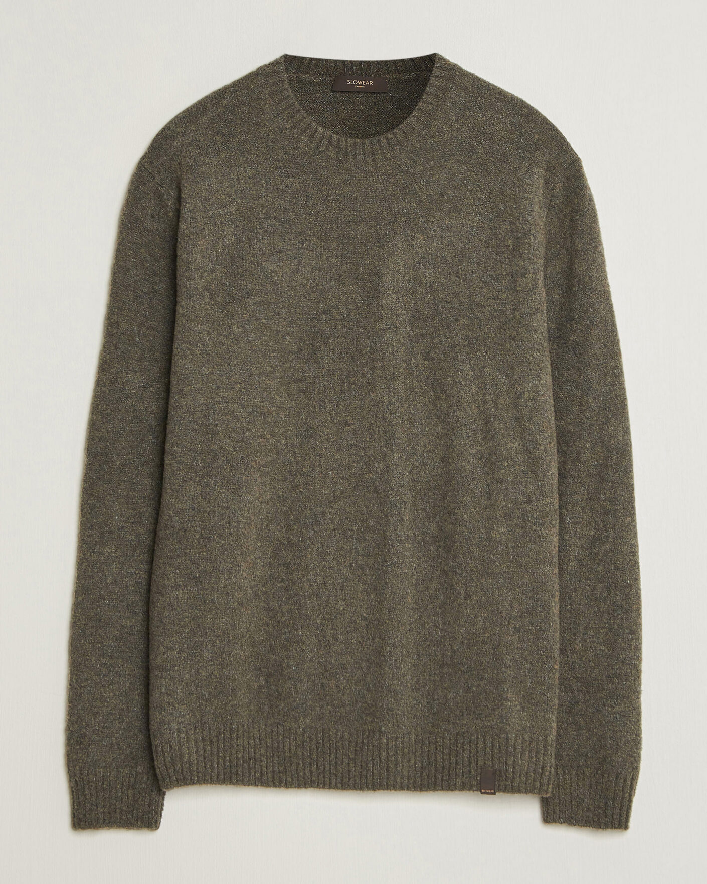 Mies | Puserot | Zanone | Wool Boucle Crew Neck Forest Green