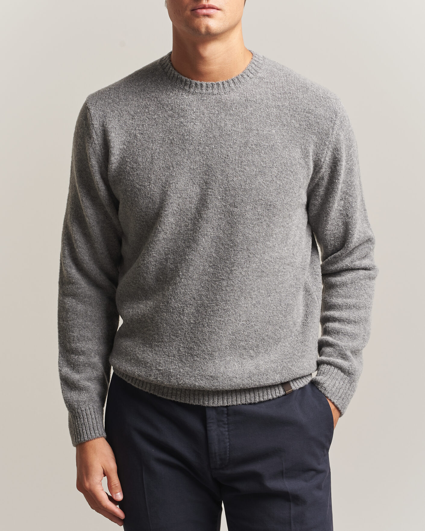 Mies | Puserot | Zanone | Wool Boucle Crew Neck Grey Melange