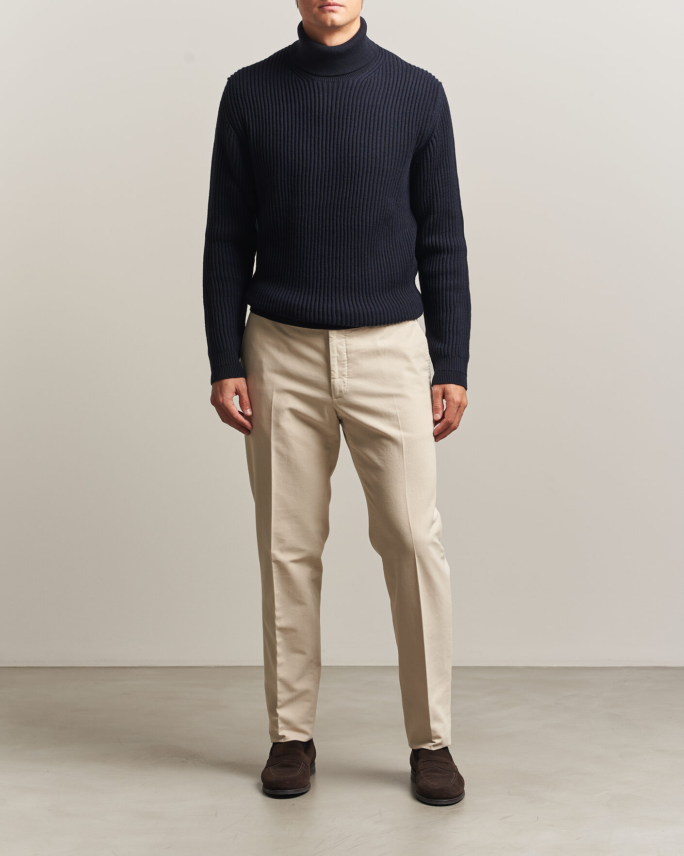 Mies | Puserot | Zanone | Fishermans Rib Rollneck Navy