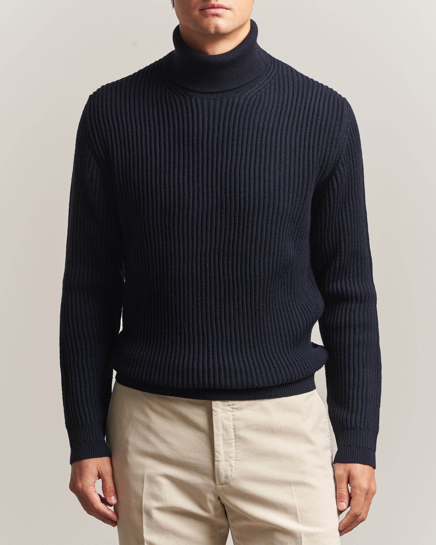 Mies | Puserot | Zanone | Fishermans Rib Rollneck Navy