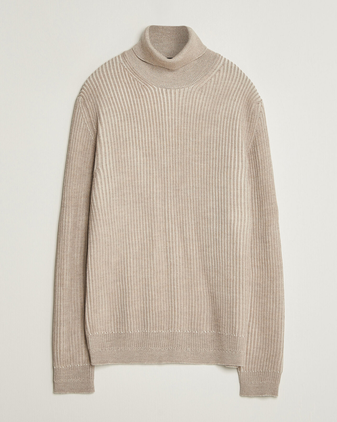 Mies | Puserot | Zanone | Fishermans Rib Rollneck Beige