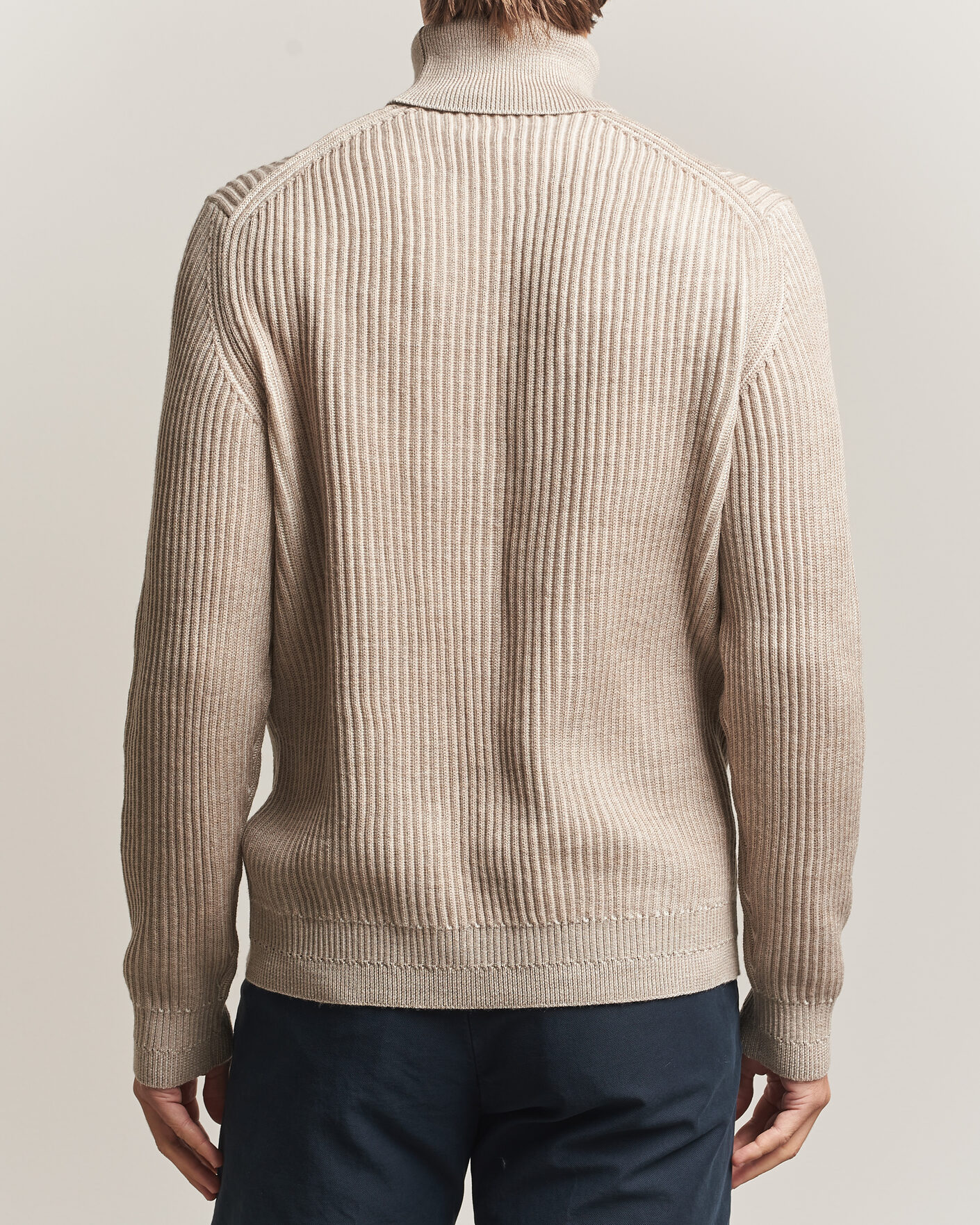 Mies | Puserot | Zanone | Fishermans Rib Rollneck Beige