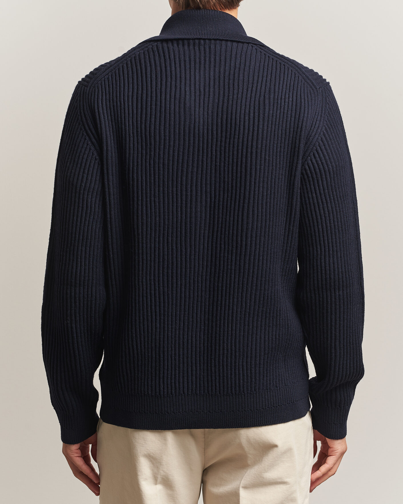 Mies | Puserot | Zanone | Fishermans Rib Full Zip Cardigan Navy