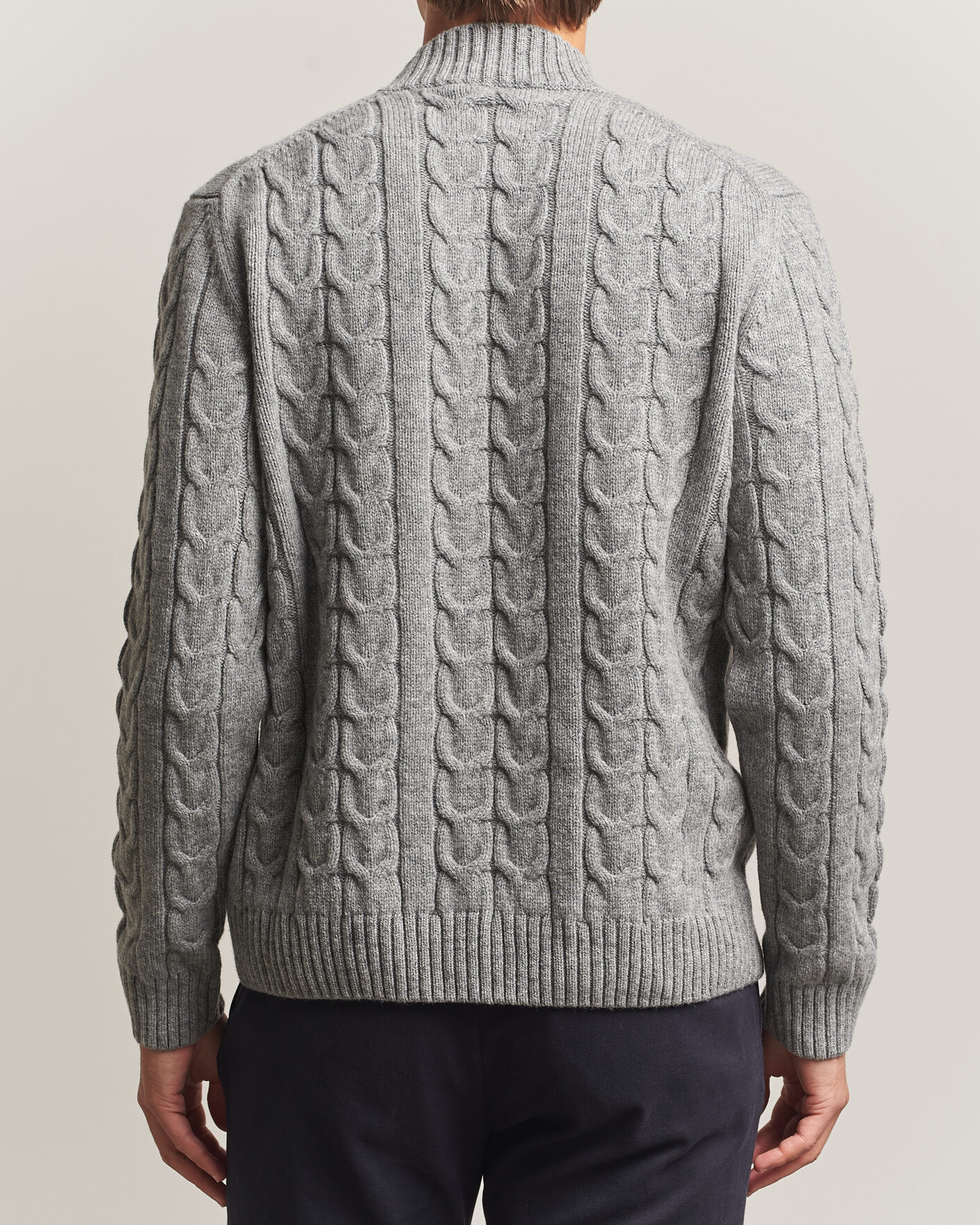 Mies | Puserot | Zanone | Double Cable Crew Neck Grey Melange