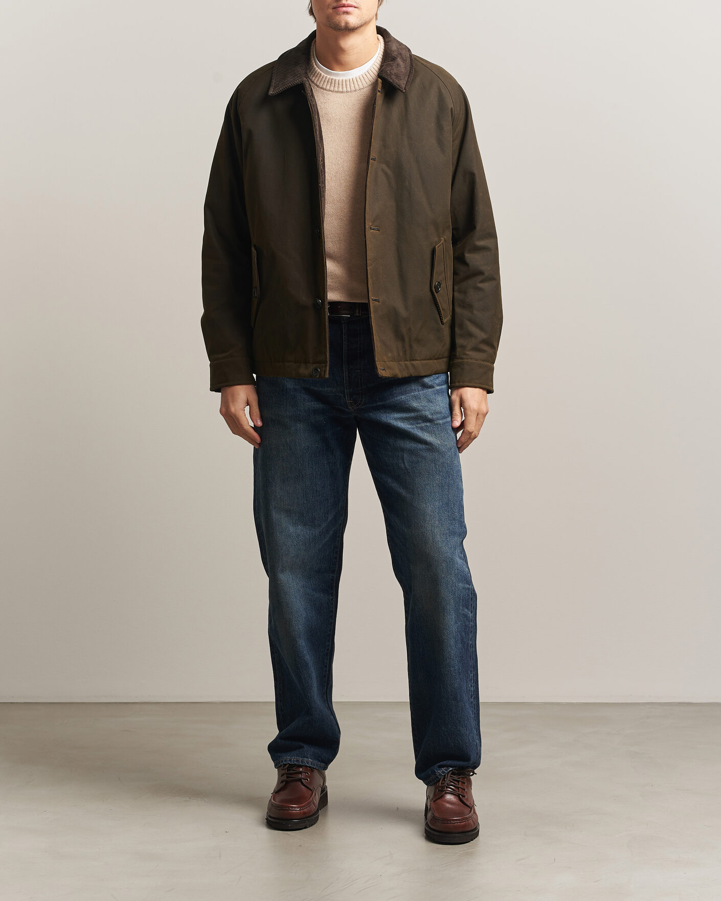 Mies | Takit | Baracuta | Waxed Sherling Lined Deck Jacket Deep Moss
