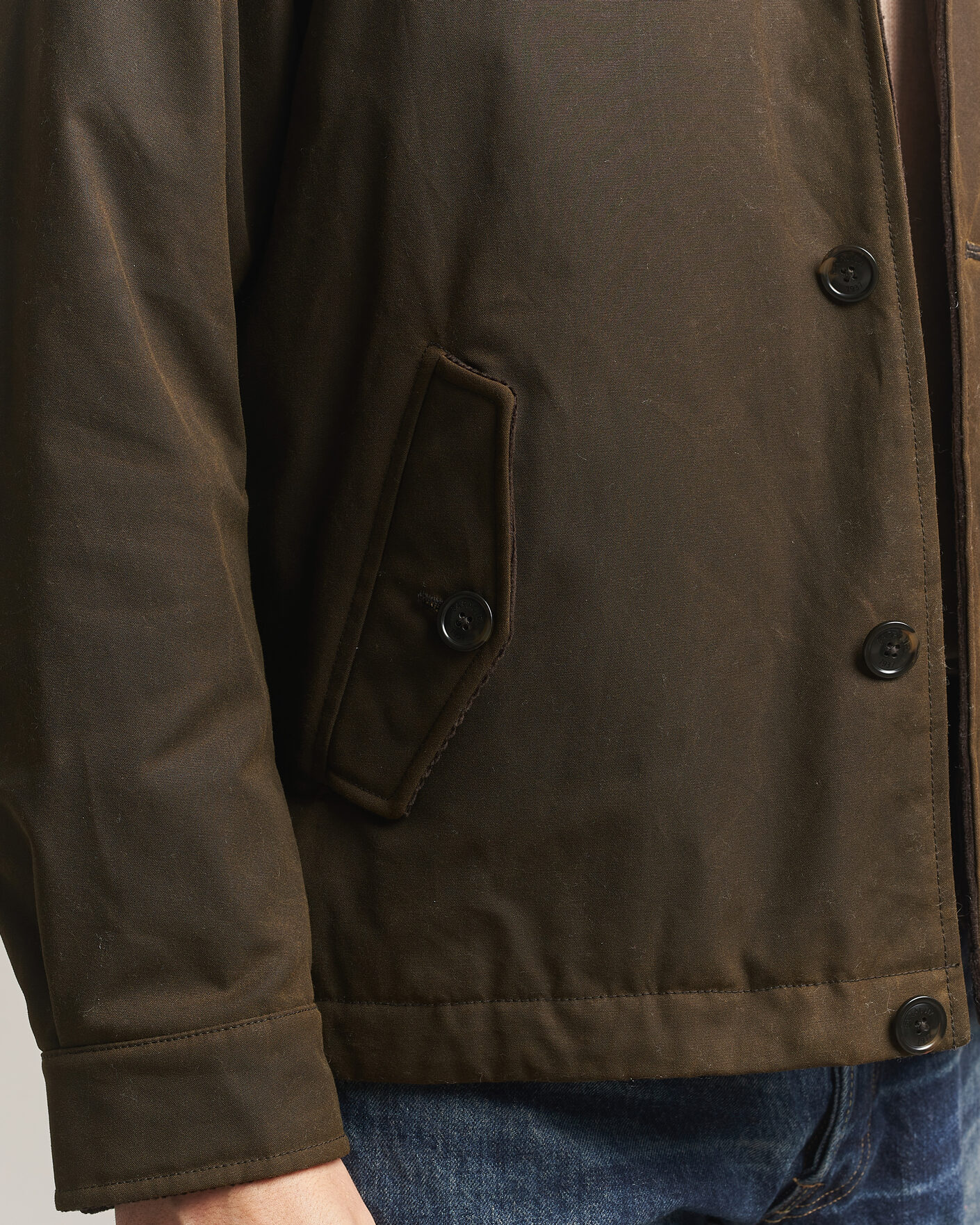Mies | Takit | Baracuta | Waxed Sherling Lined Deck Jacket Deep Moss