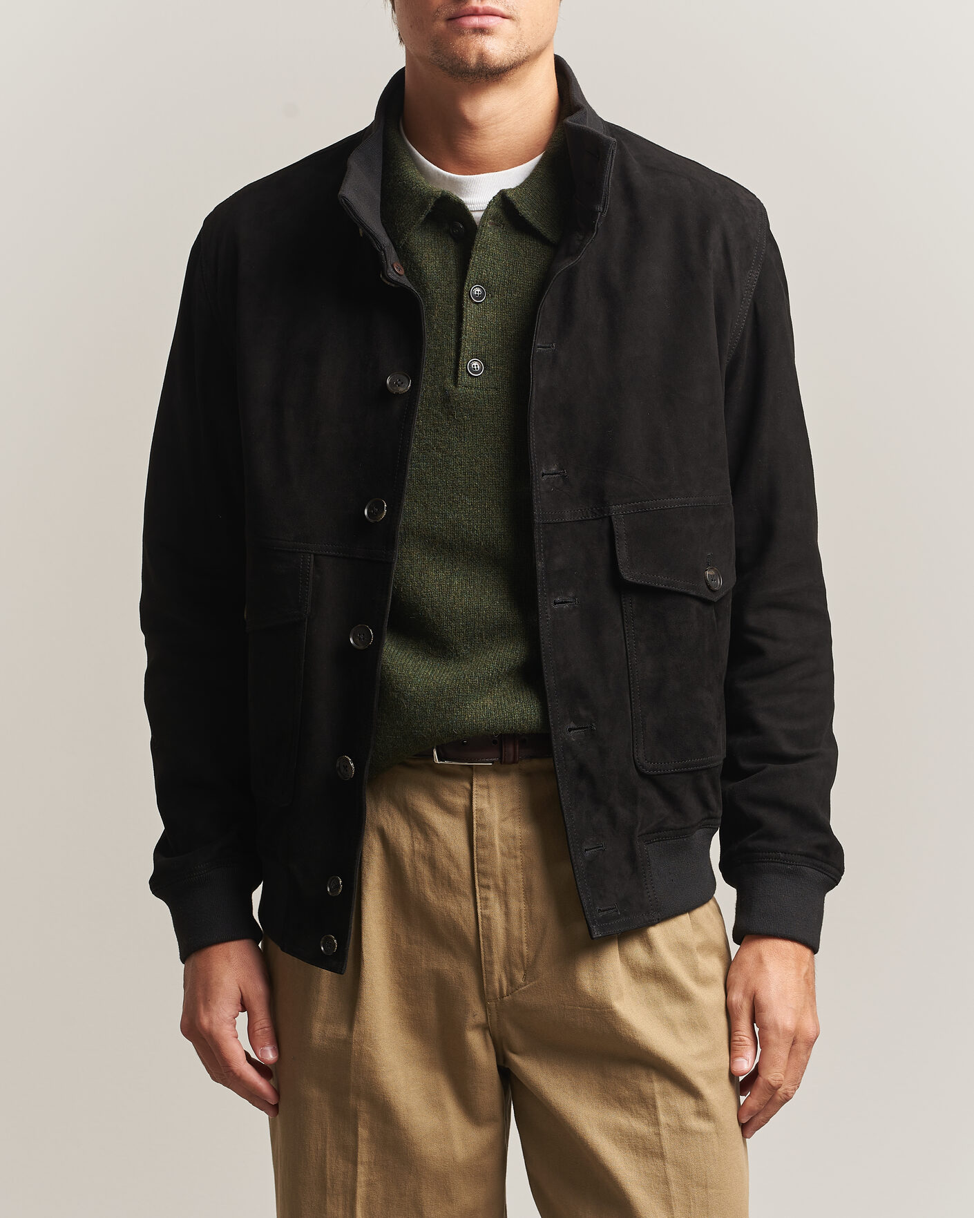Mies | Takit | Baracuta | Suede Blouson Jacket Black