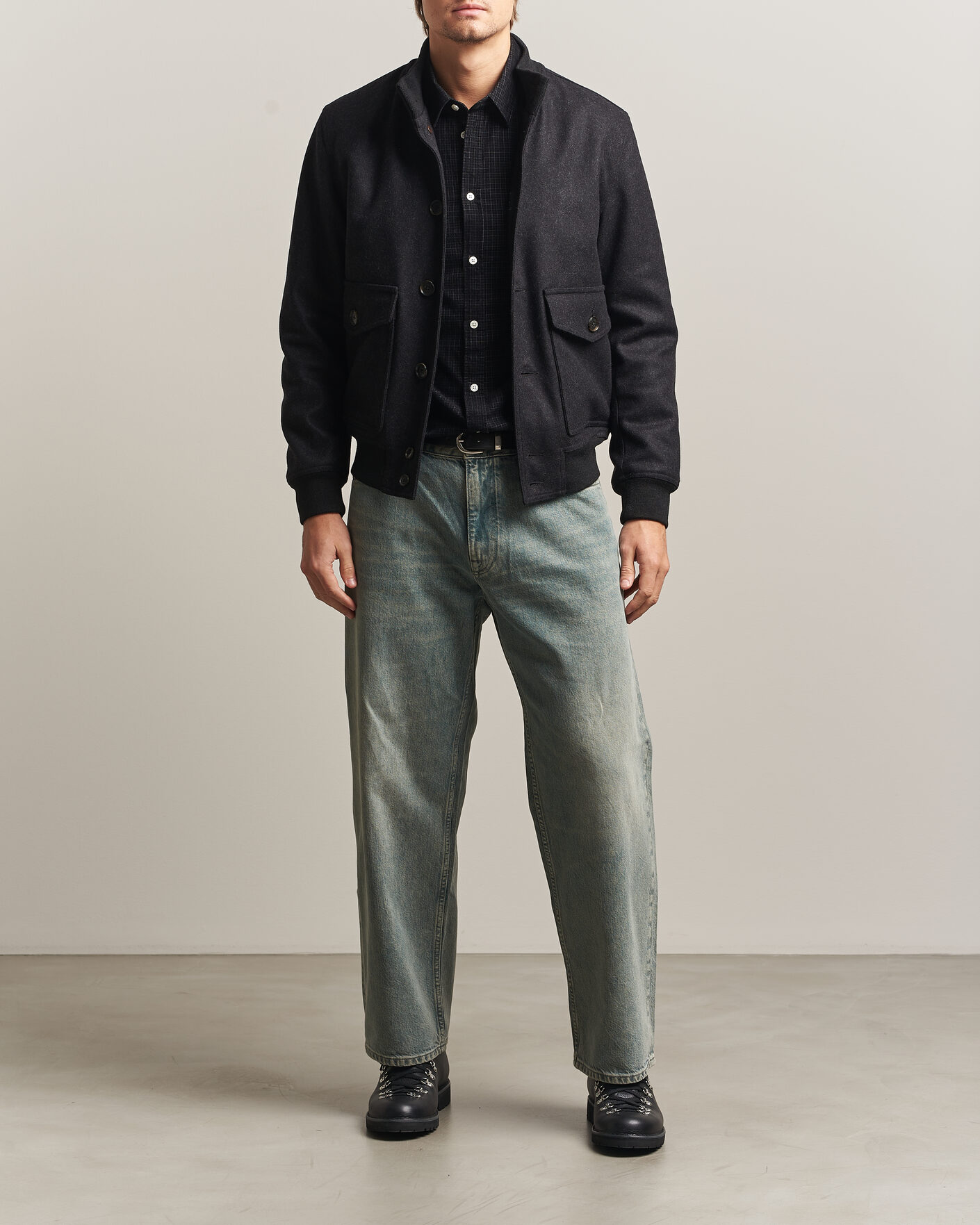 Mies | Takit | Baracuta | Melton Wool Blouson Jacket Charcoal