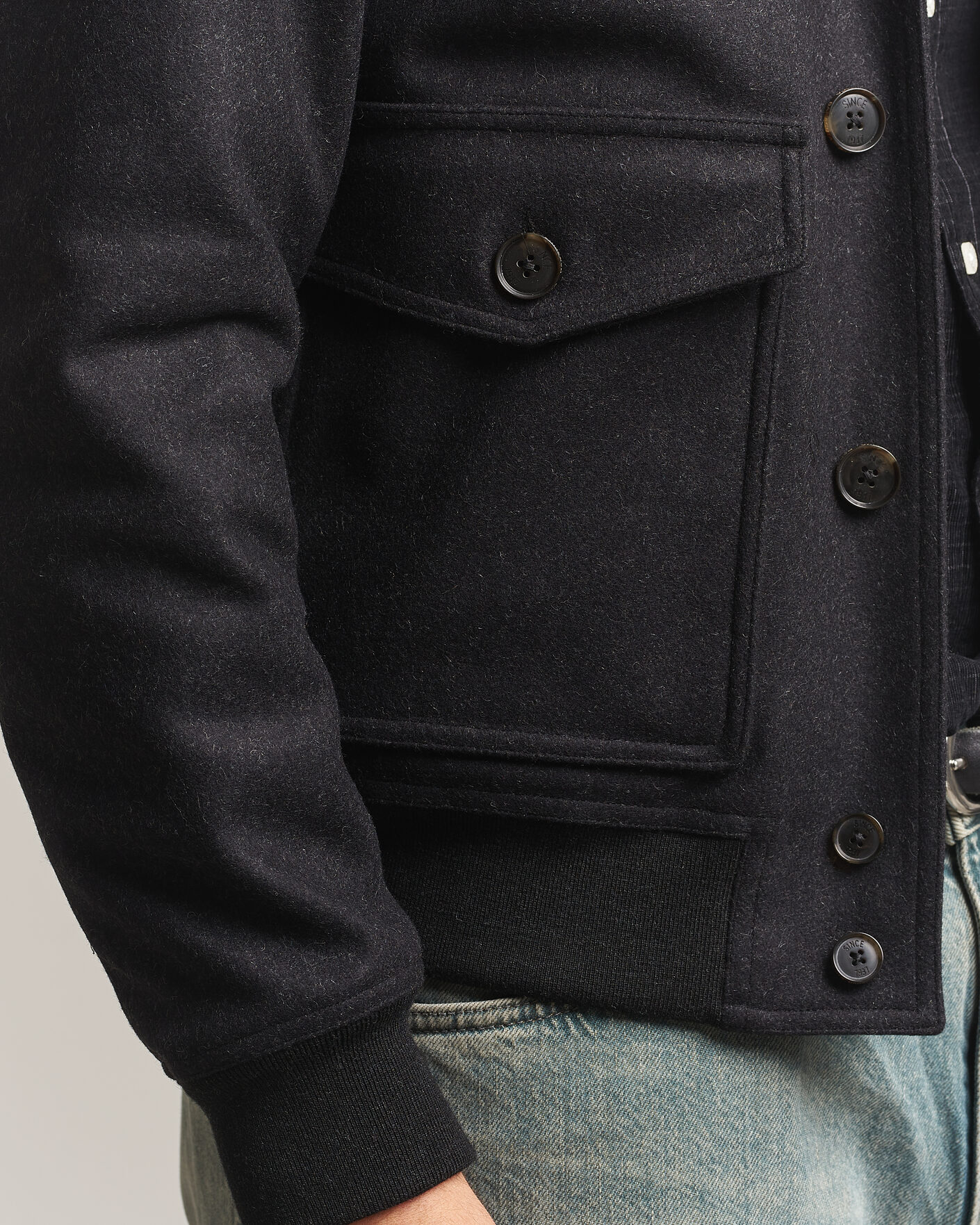 Mies | Takit | Baracuta | Melton Wool Blouson Jacket Charcoal