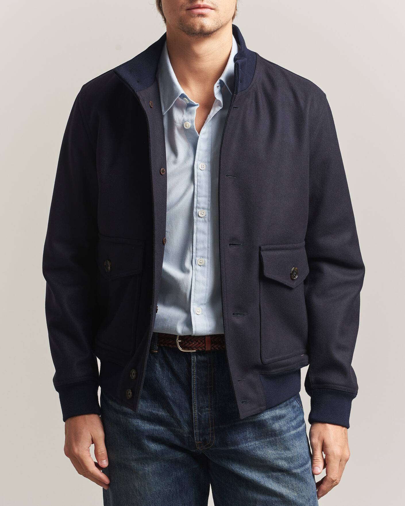 Mies | Takit | Baracuta | Melton Wool Blouson Jacket Deep Blue
