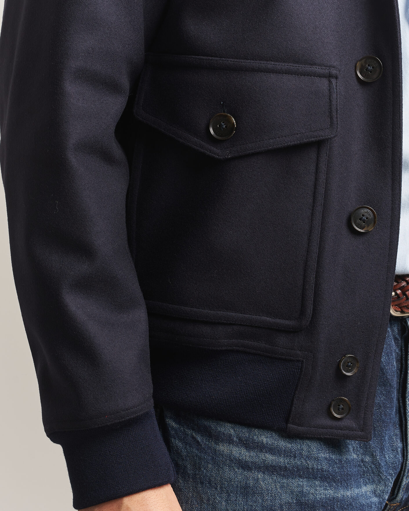 Mies | Takit | Baracuta | Melton Wool Blouson Jacket Deep Blue