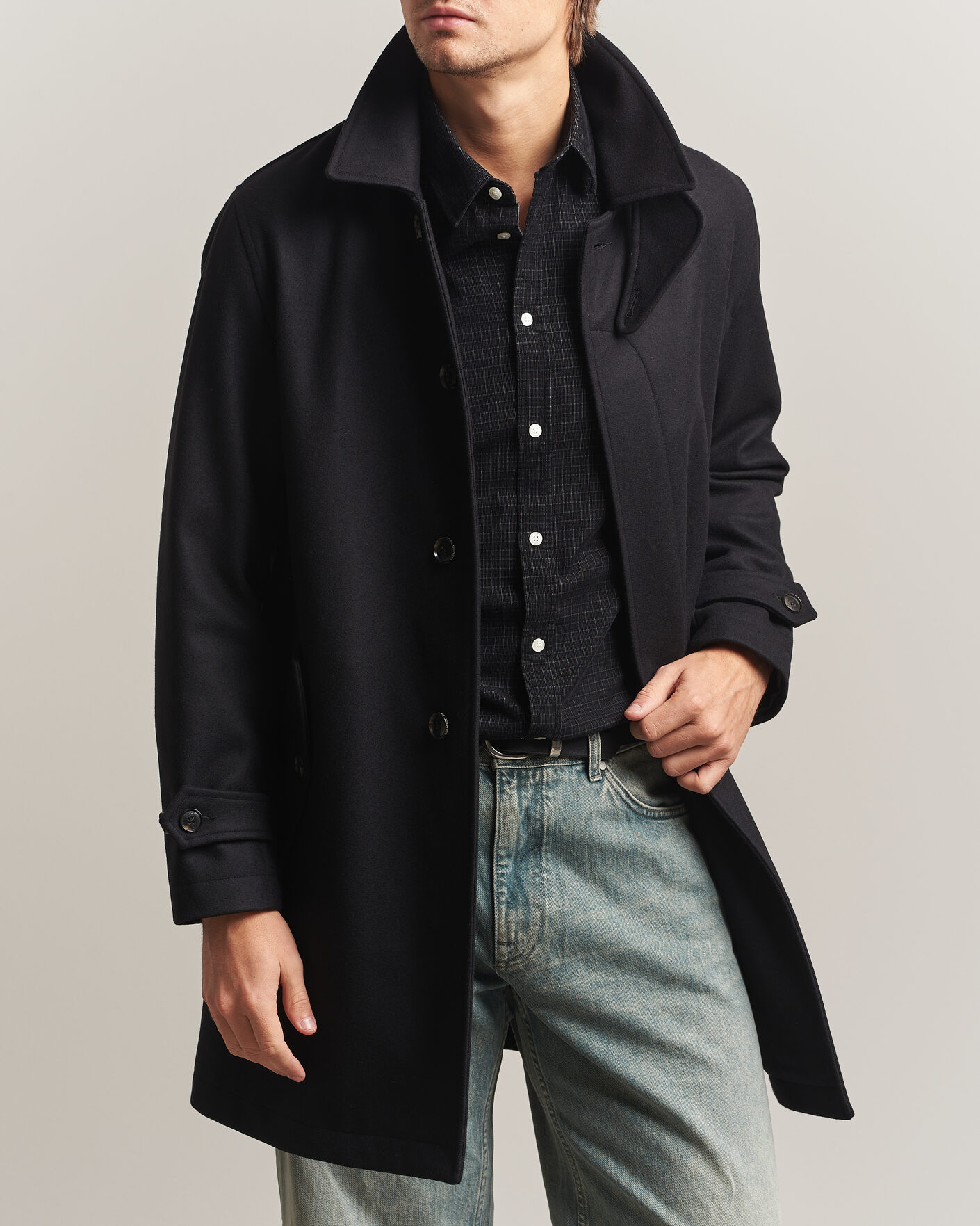 Mies | Takit | Baracuta | G10 Melton Wool Coat Black