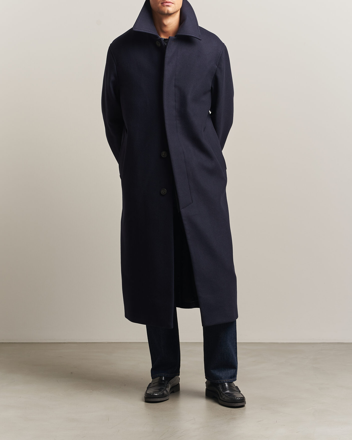 Mies | Takit | Sunflower | Wool Blend Winter Coat Navy