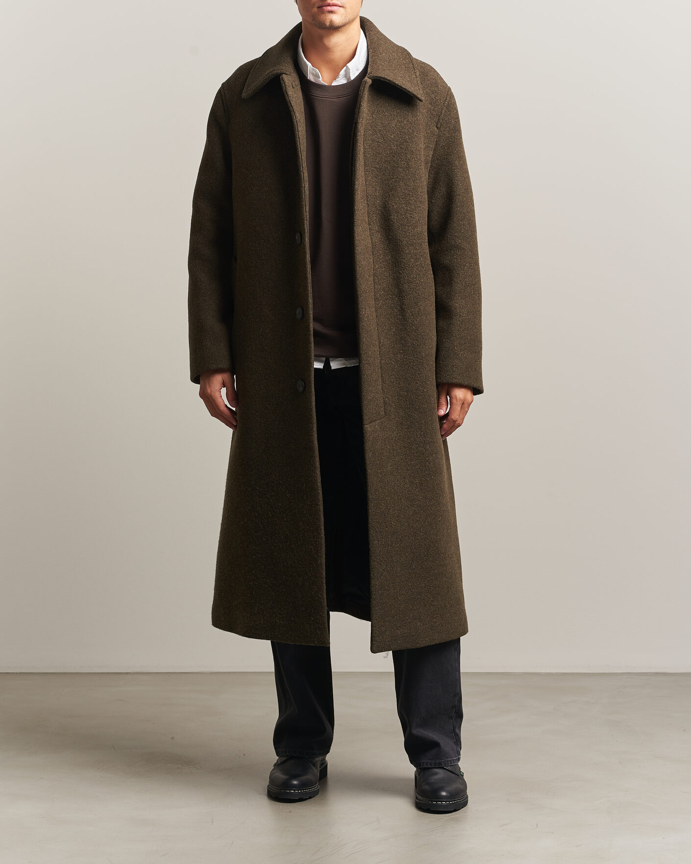 Mies | Takit | Sunflower | Wool Blend Winter Coat Green Moss