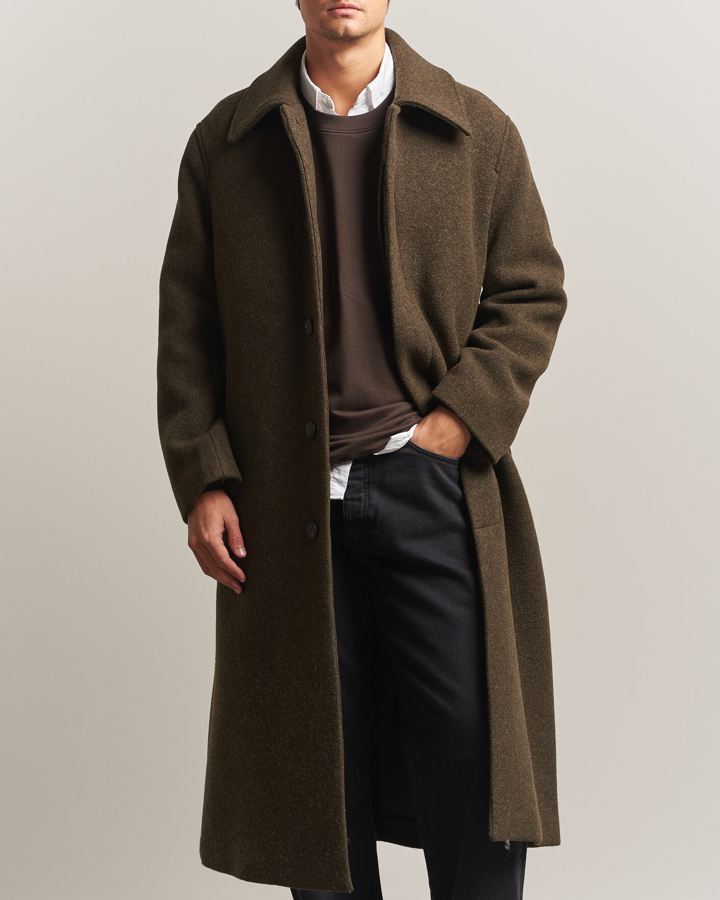 Mies | Takit | Sunflower | Wool Blend Winter Coat Green Moss