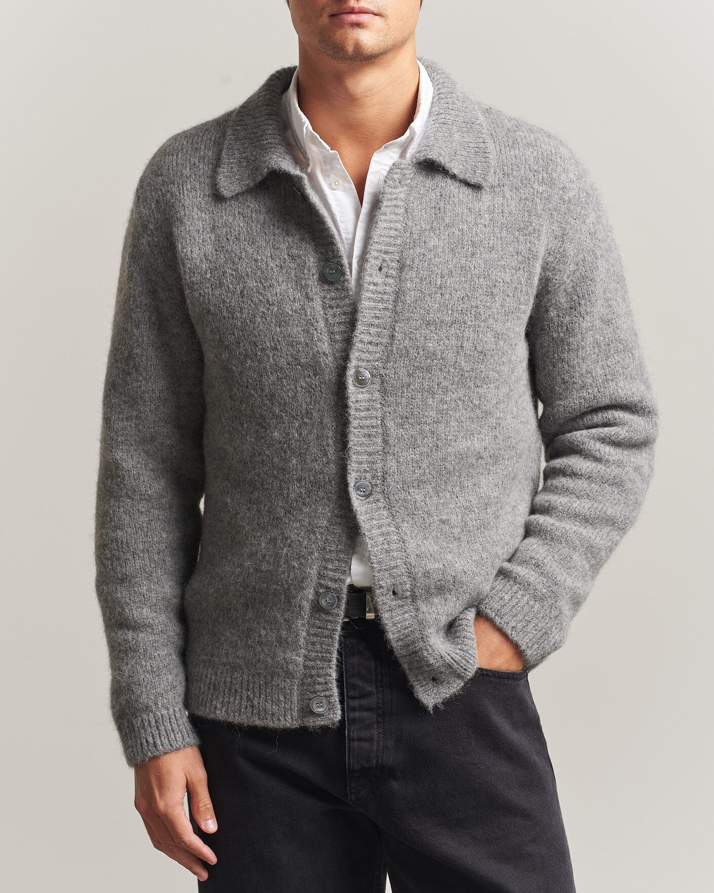 Mies | Puserot | Sunflower | Alpacka Cardigan Grey Melange
