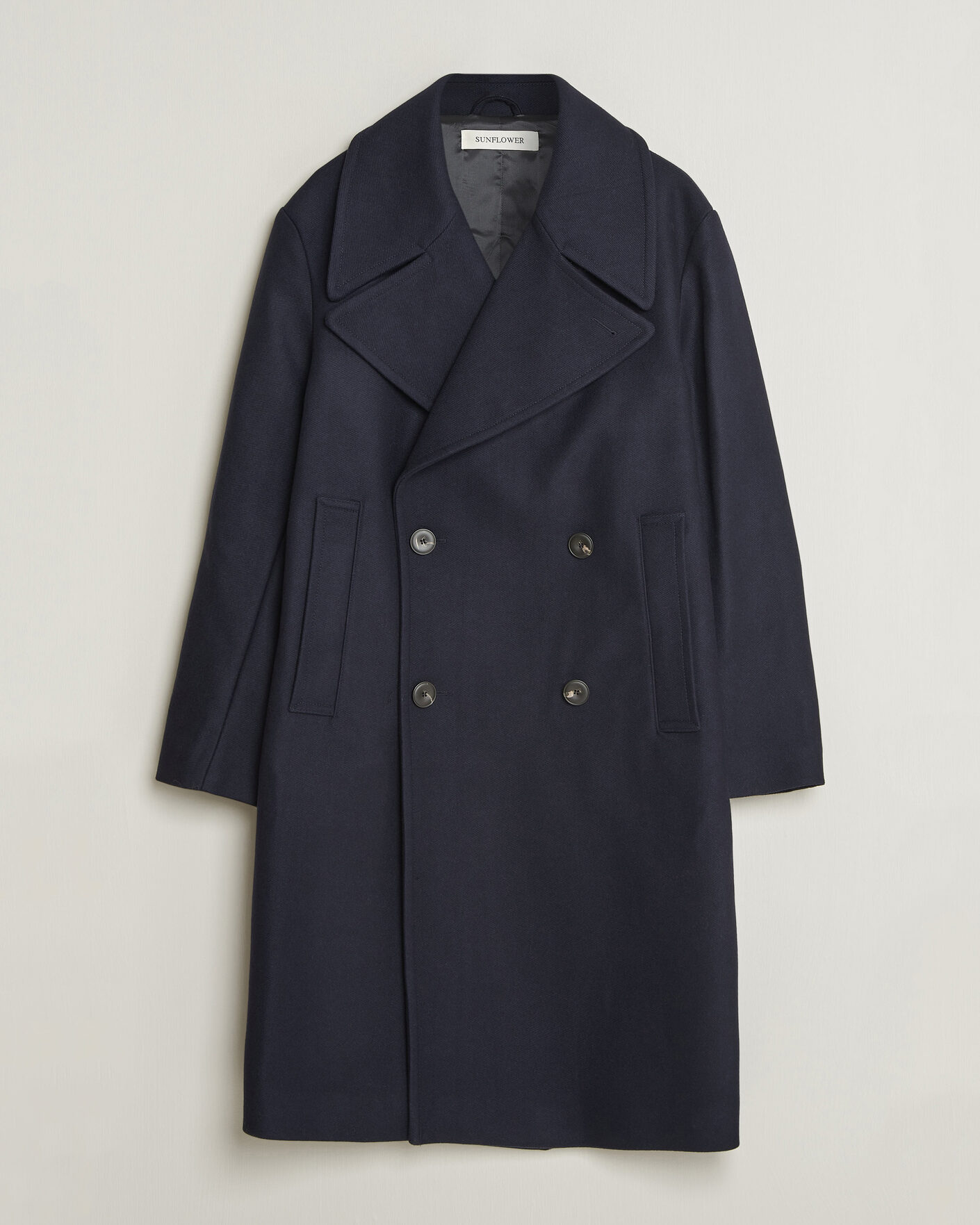 Mies | Takit | Sunflower | Double Breasted Wool Blend Coat Navy
