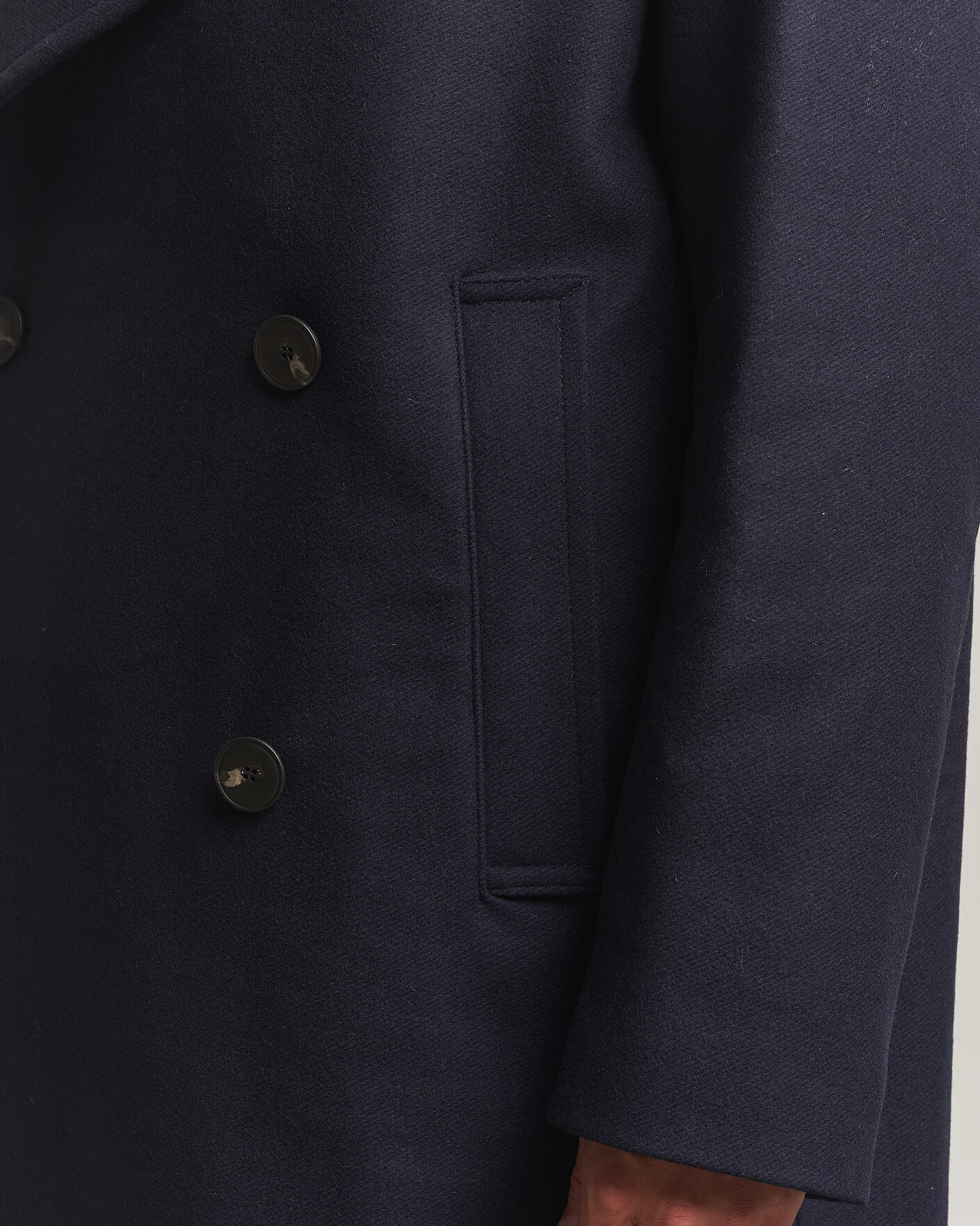 Mies | Takit | Sunflower | Double Breasted Wool Blend Coat Navy