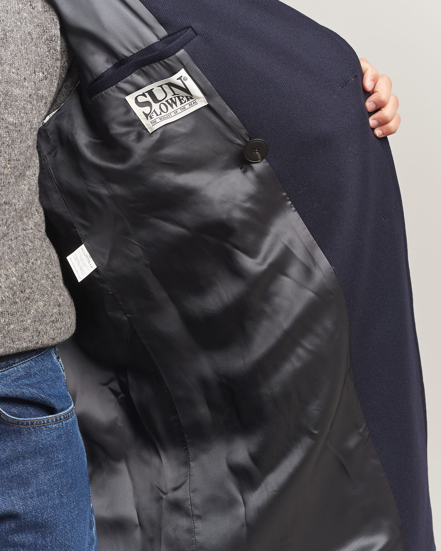 Mies | Takit | Sunflower | Double Breasted Wool Blend Coat Navy