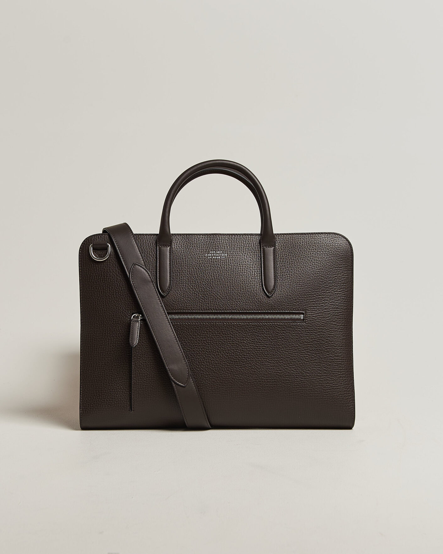 Mies | Laukut | Smythson | Ludlow Ultra Slim Briefcase With Zip Front Dark Brown