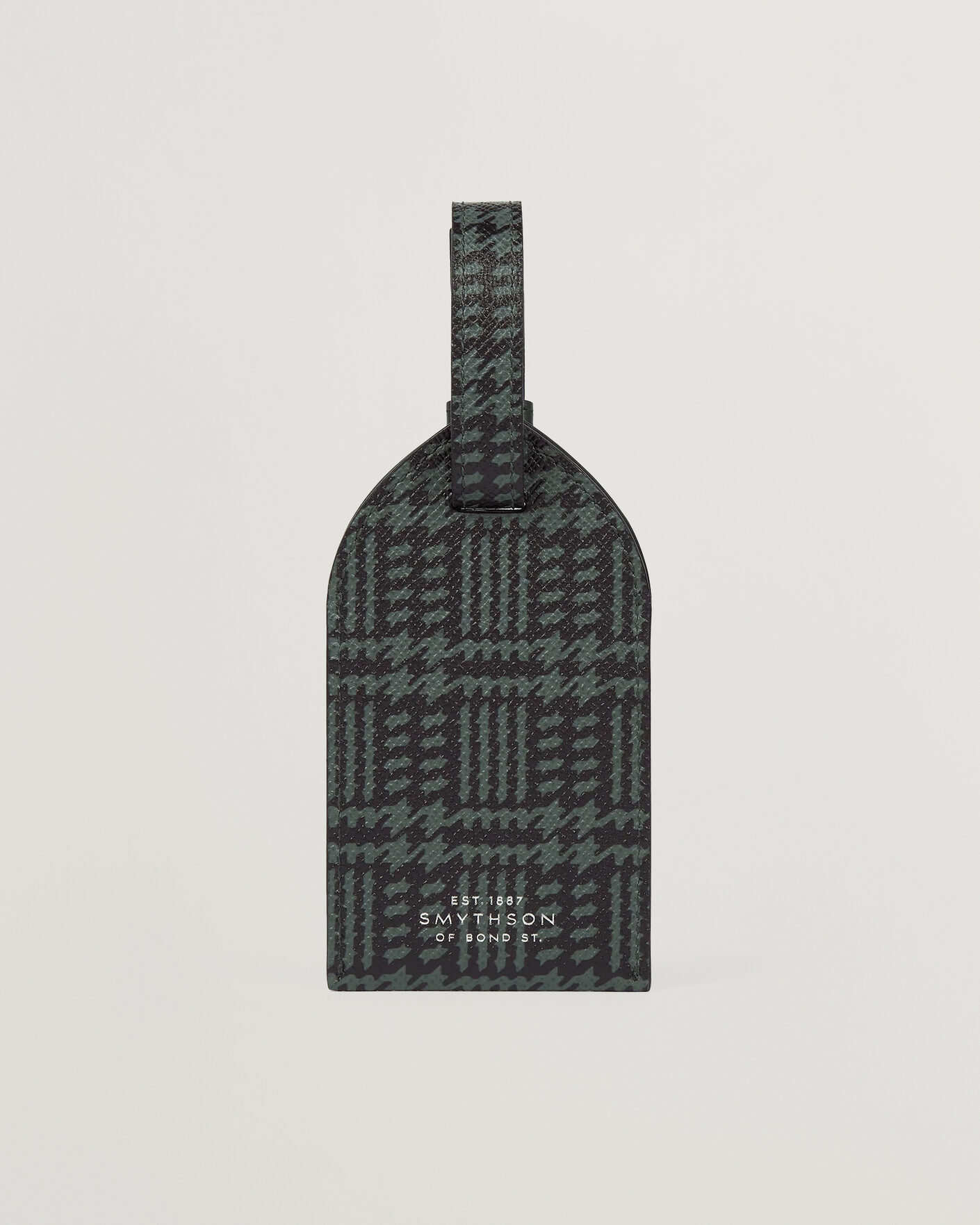 Mies | Kotiin | Smythson | Panama Tweed Luggage Tag Slate Green
