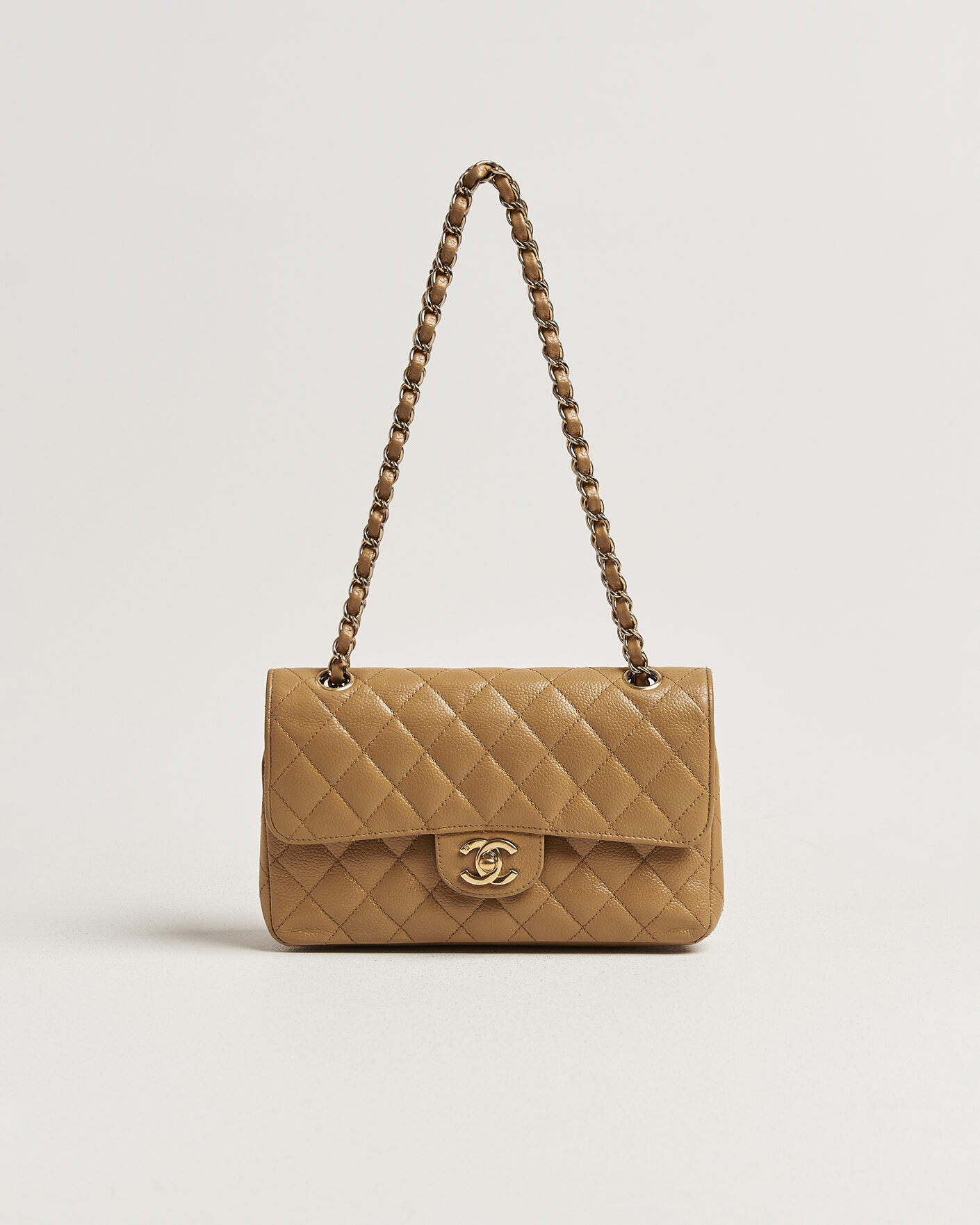 Mies | Pre-Owned & Vintage Bags | Chanel Pre-Owned | Classic Small Double Flap Bag Caviar Leather Beige