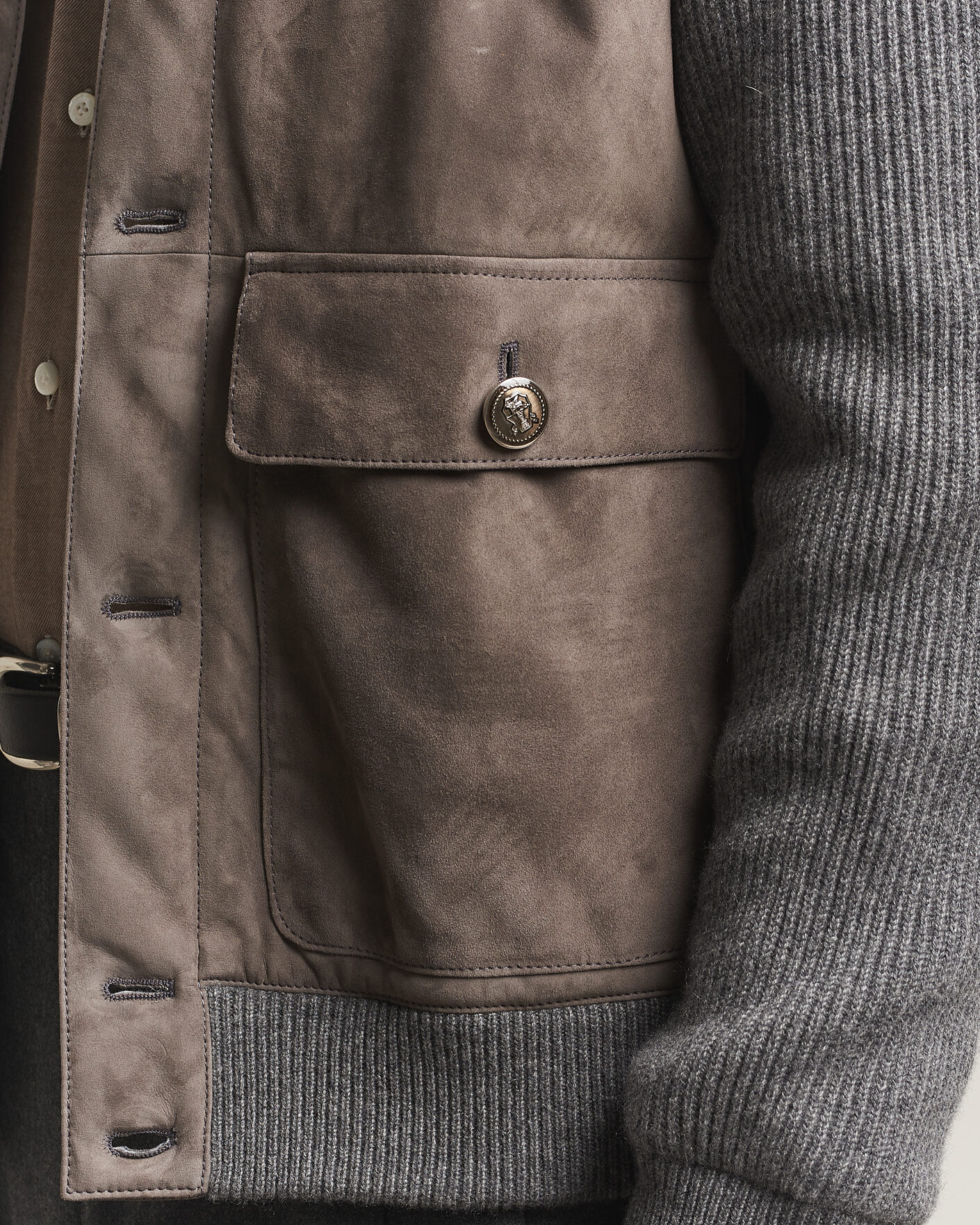 Mies | Takit | Brunello Cucinelli | Cashmere/Suede Down Jacket Grey Melange