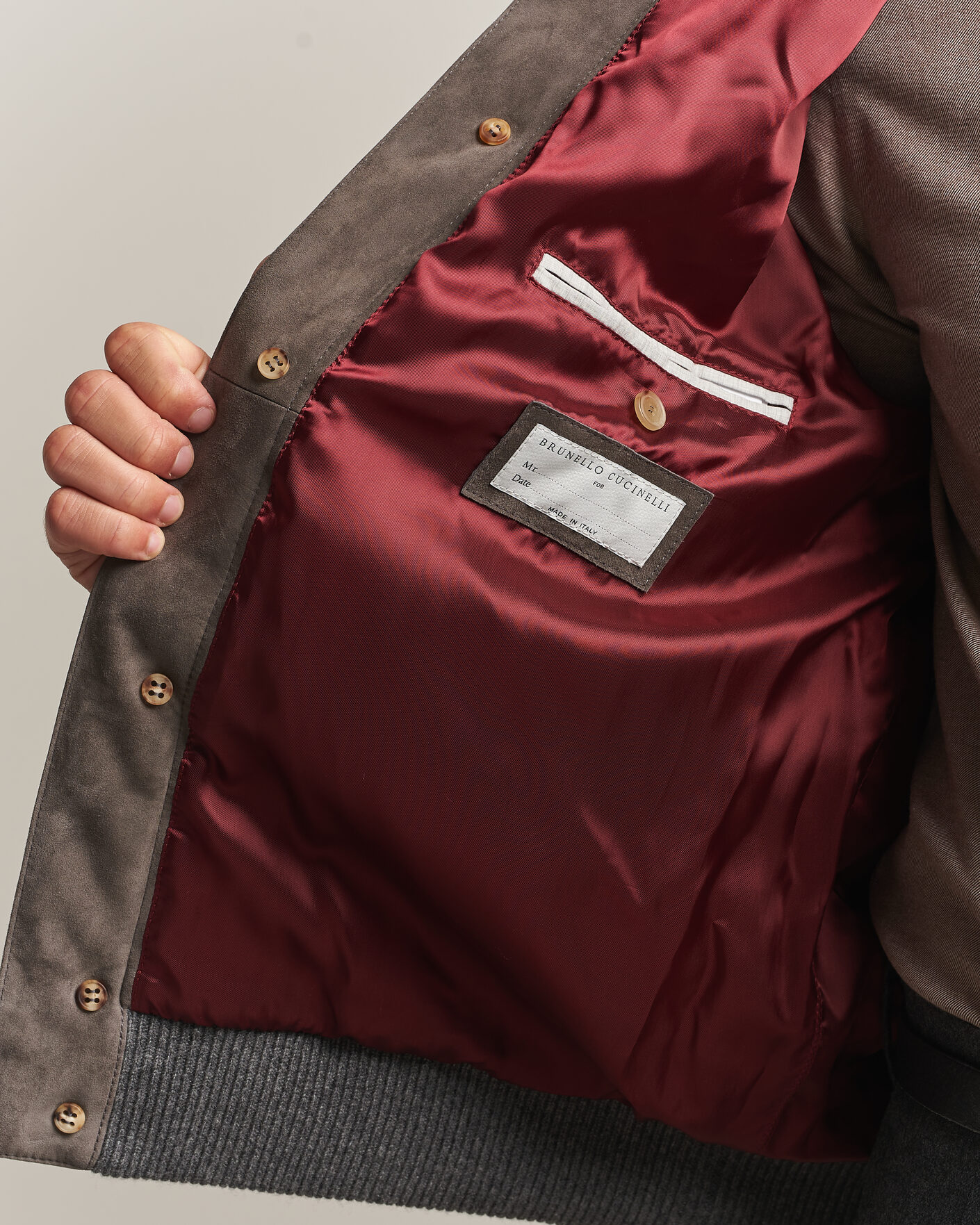 Mies | Takit | Brunello Cucinelli | Cashmere/Suede Down Jacket Grey Melange