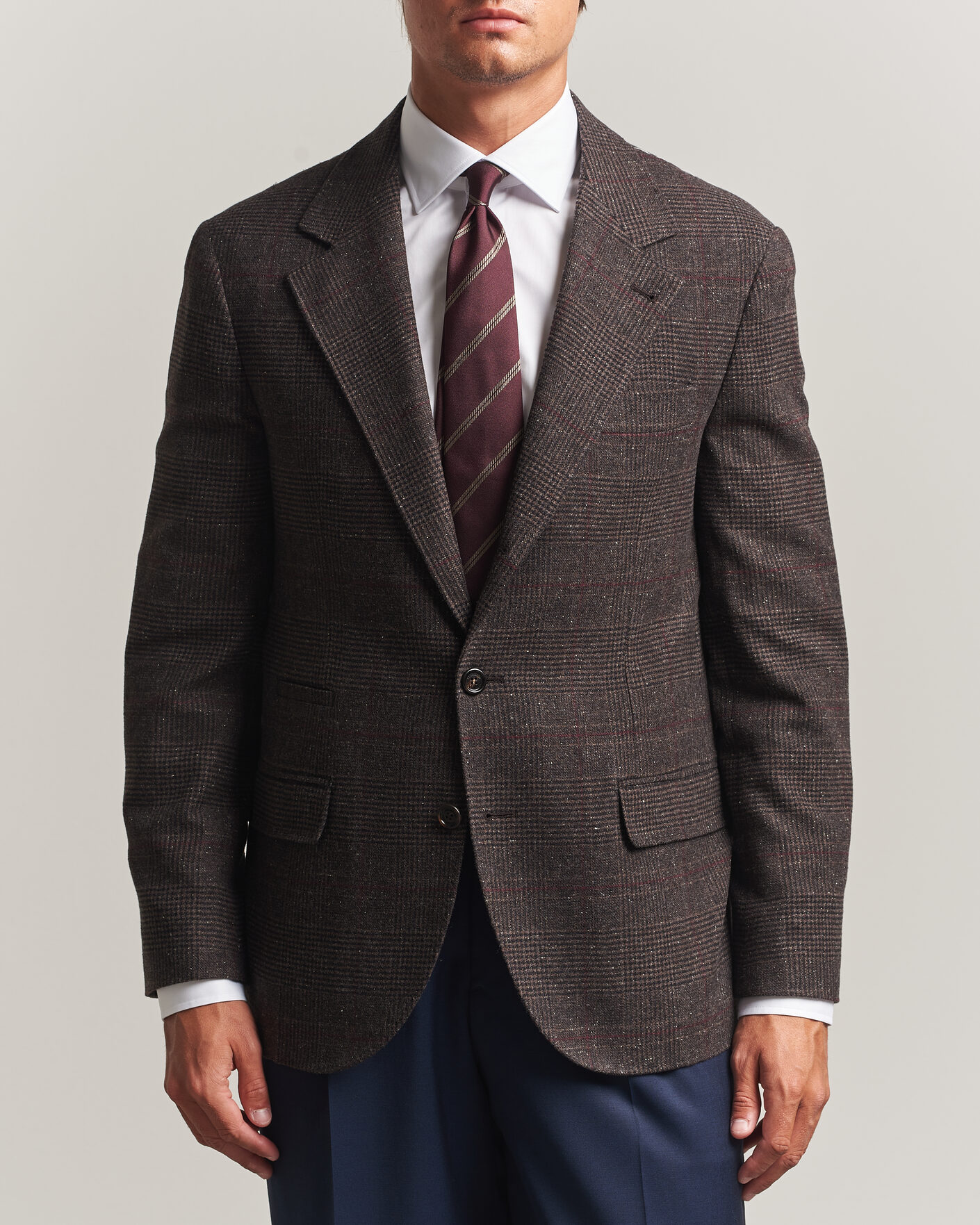 Mies | Pikkutakit | Brunello Cucinelli | Cashmere/Silk Prince Of Wales Blazer Dark Brown
