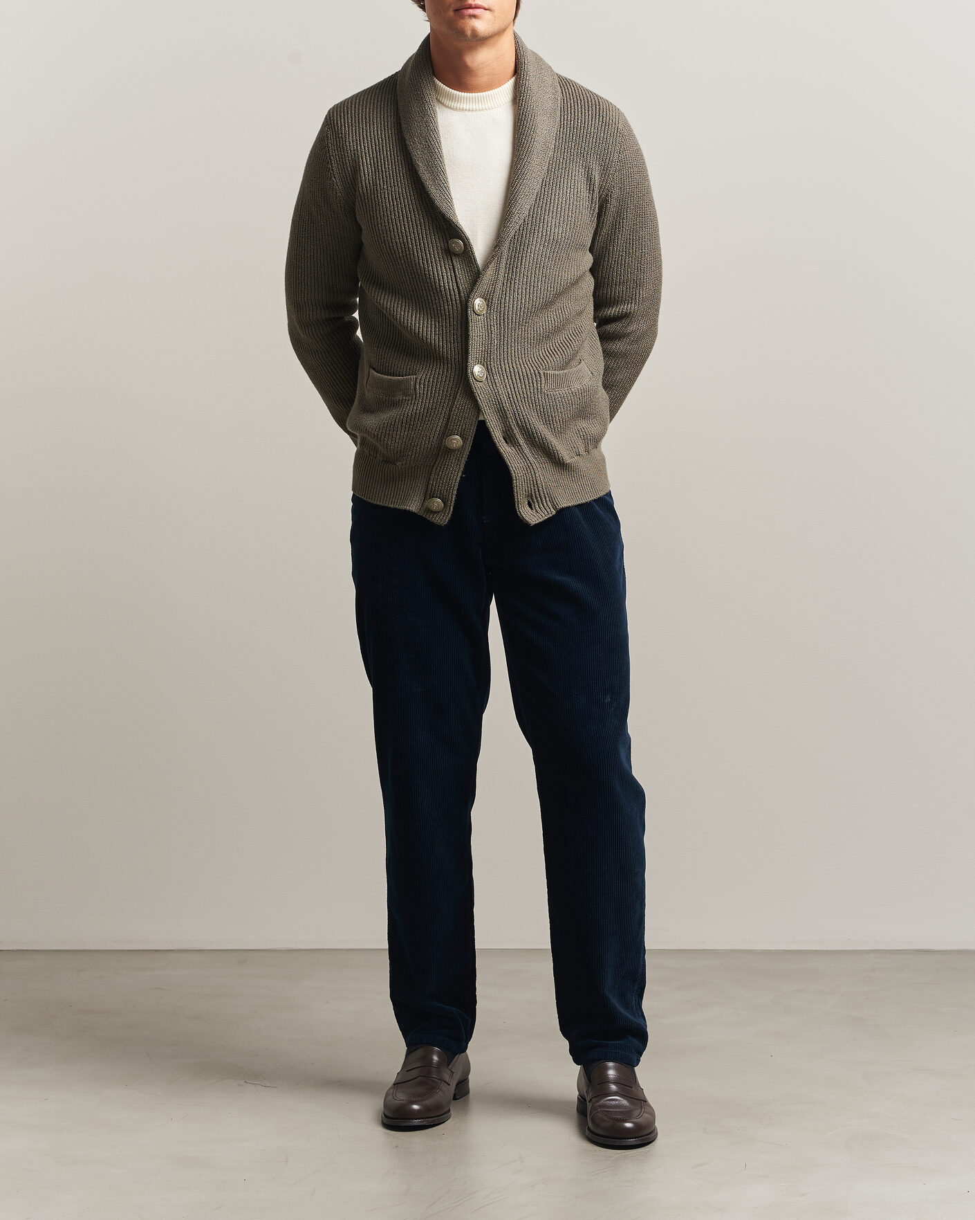 Mies | Housut | Brunello Cucinelli | Leisure Fit Corduroy 5-Pocket Pants Navy