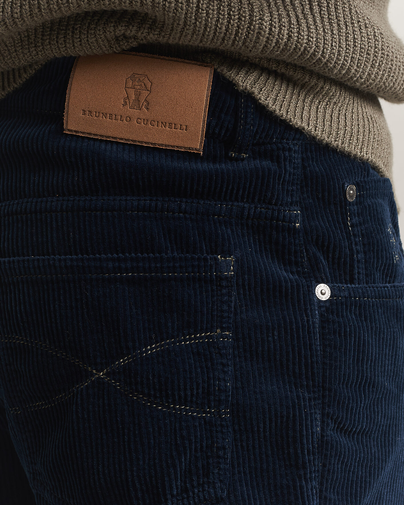 Mies | Housut | Brunello Cucinelli | Leisure Fit Corduroy 5-Pocket Pants Navy