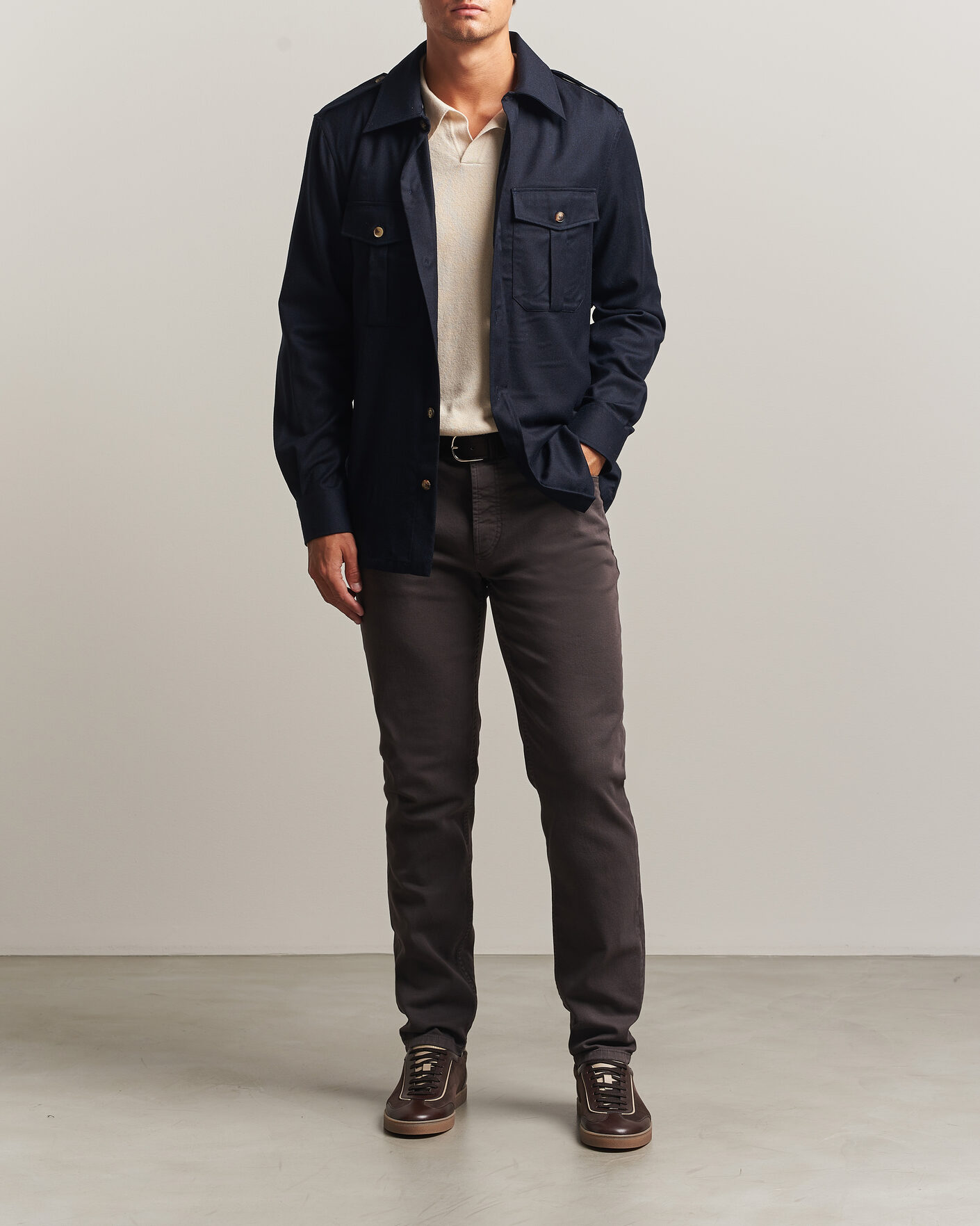 Mies | Housut | Brunello Cucinelli | Slim Fit Bull Denim Pants Dark Brown