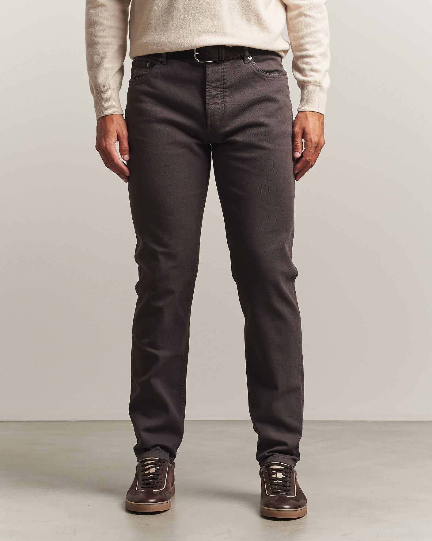 Mies | Housut | Brunello Cucinelli | Slim Fit Bull Denim Pants Dark Brown