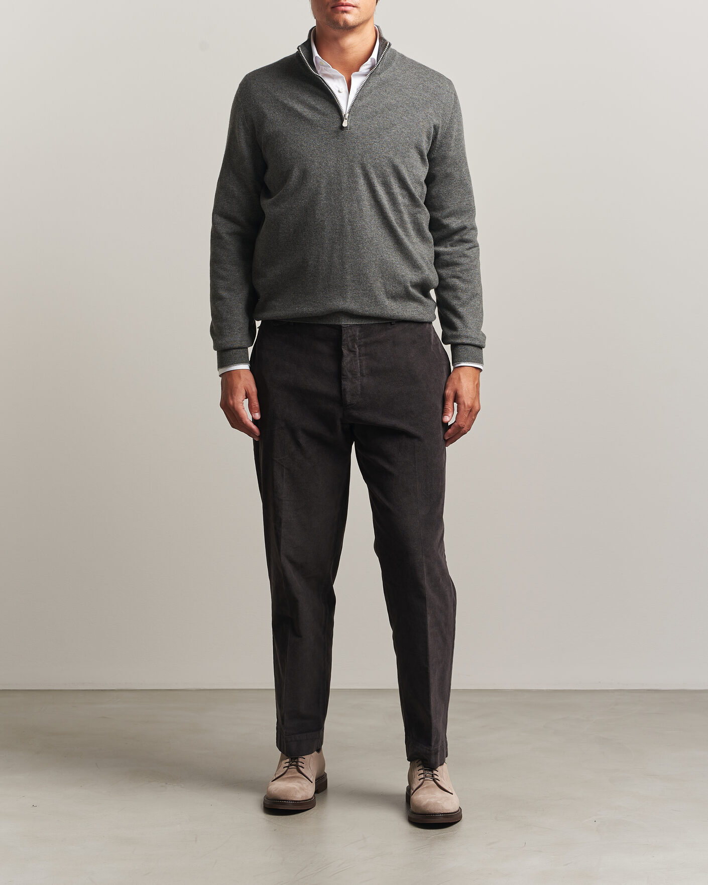 Mies | Puserot | Brunello Cucinelli | 2 Ply Cashmere Half Zip Forest Green