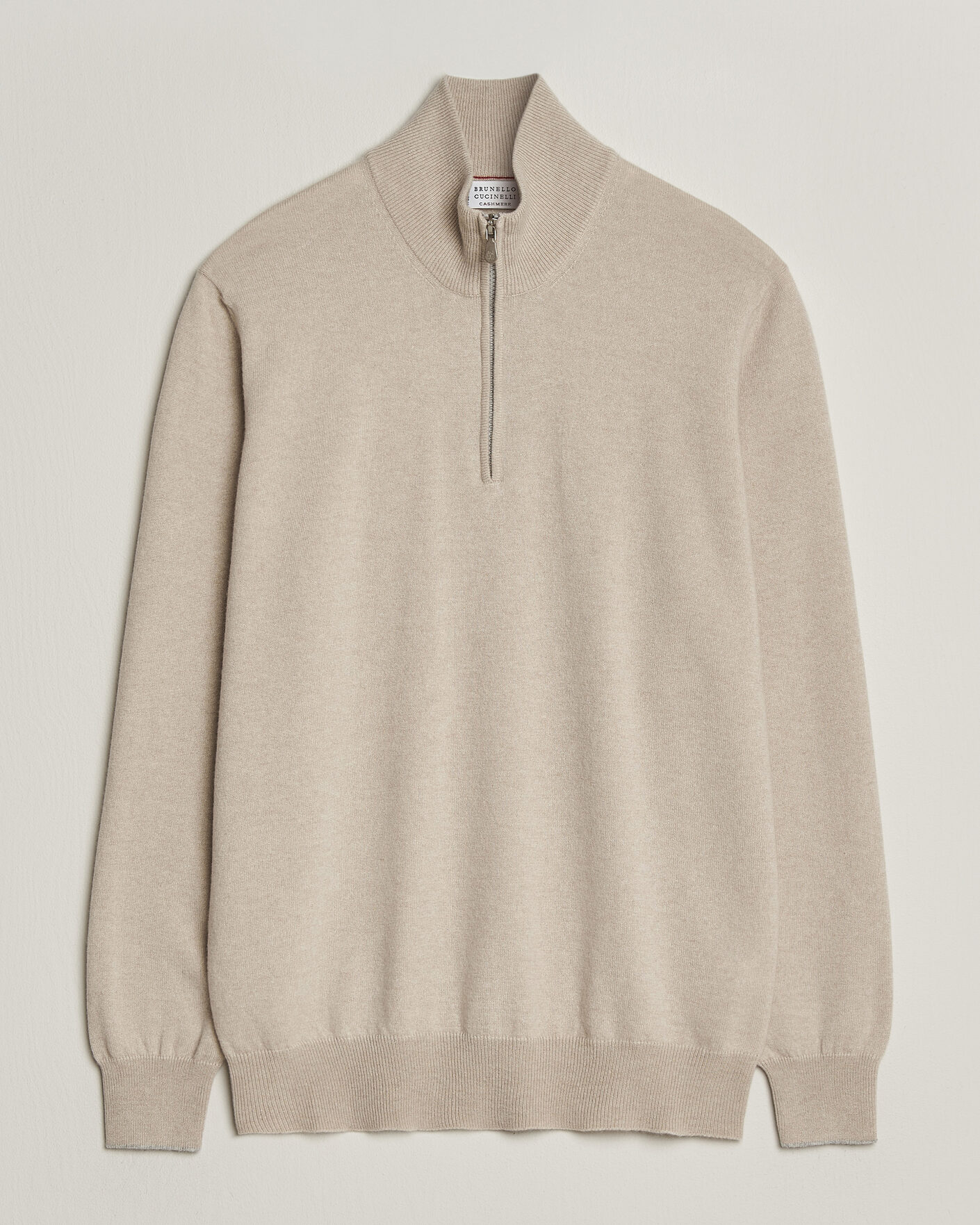 Mies | Puserot | Brunello Cucinelli | 2 Ply Cashmere Half Zip Sand