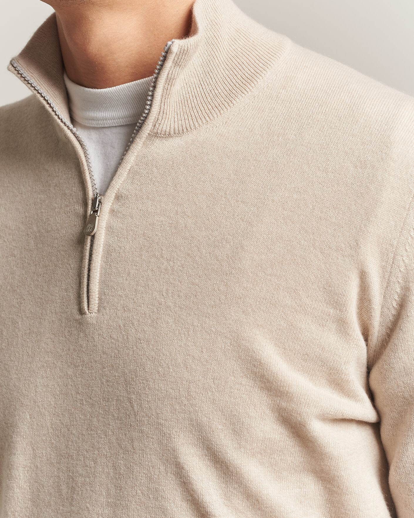 Mies | Puserot | Brunello Cucinelli | 2 Ply Cashmere Half Zip Sand
