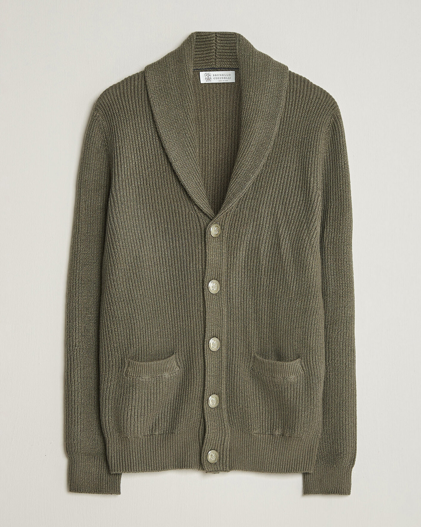 Mies | Puserot | Brunello Cucinelli | Shawl Collar Cardigan Forest Green