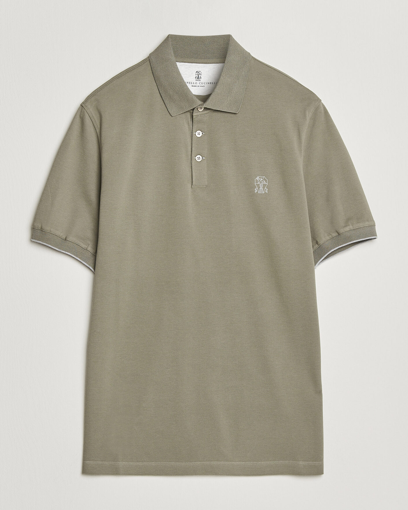 Mies | Pikeet | Brunello Cucinelli | Short Sleeve Logo Polo Olive