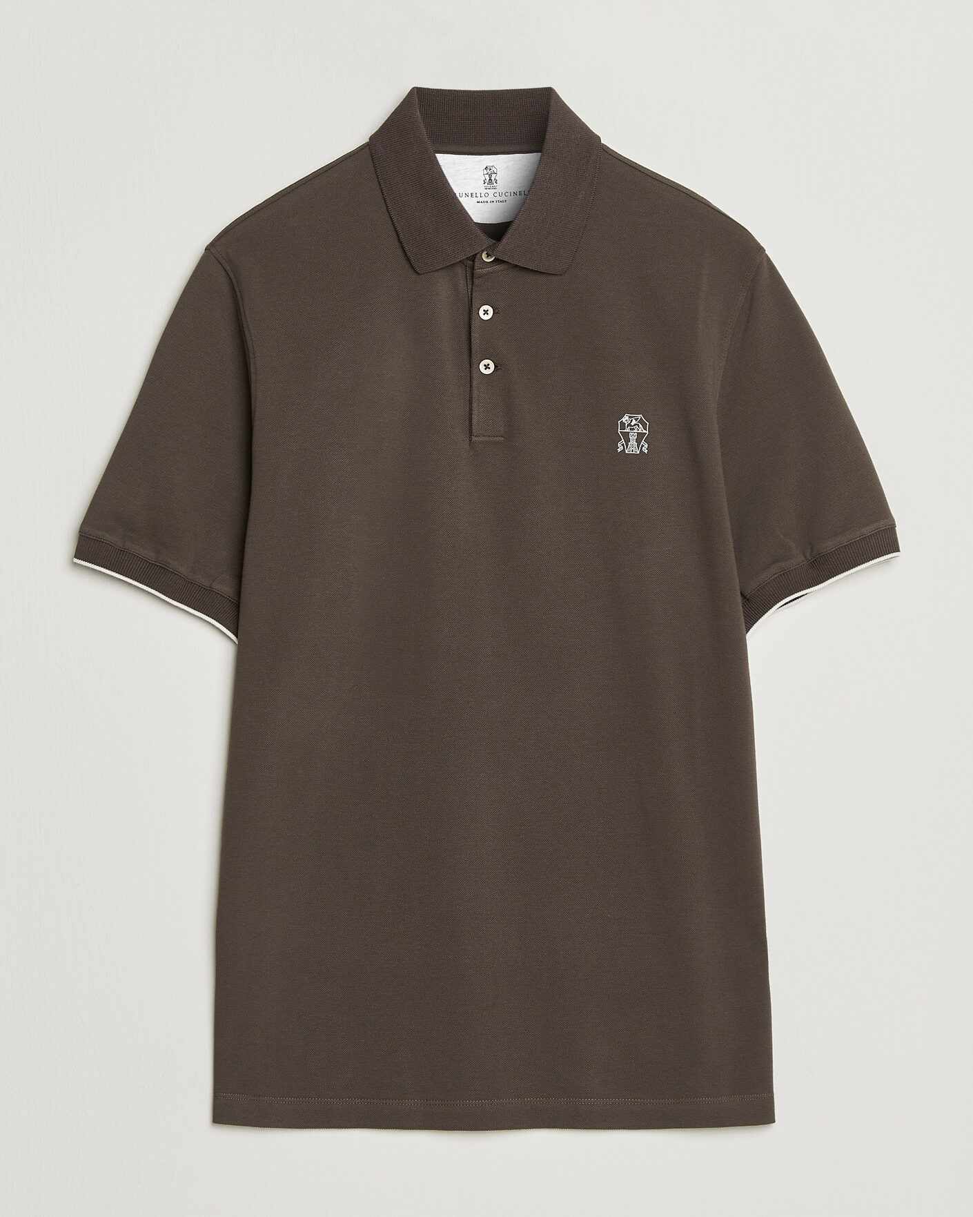 Mies | Pikeet | Brunello Cucinelli | Short Sleeve Logo Polo Dark Brown