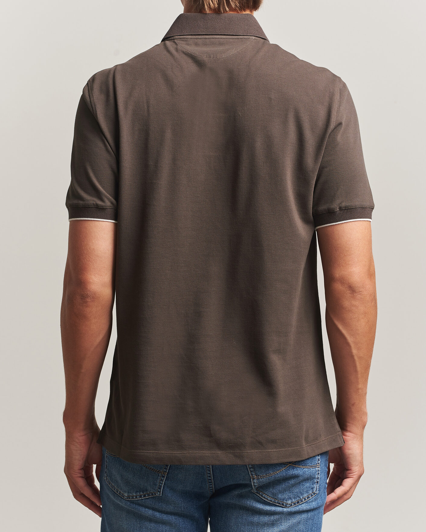 Mies | Pikeet | Brunello Cucinelli | Short Sleeve Logo Polo Dark Brown