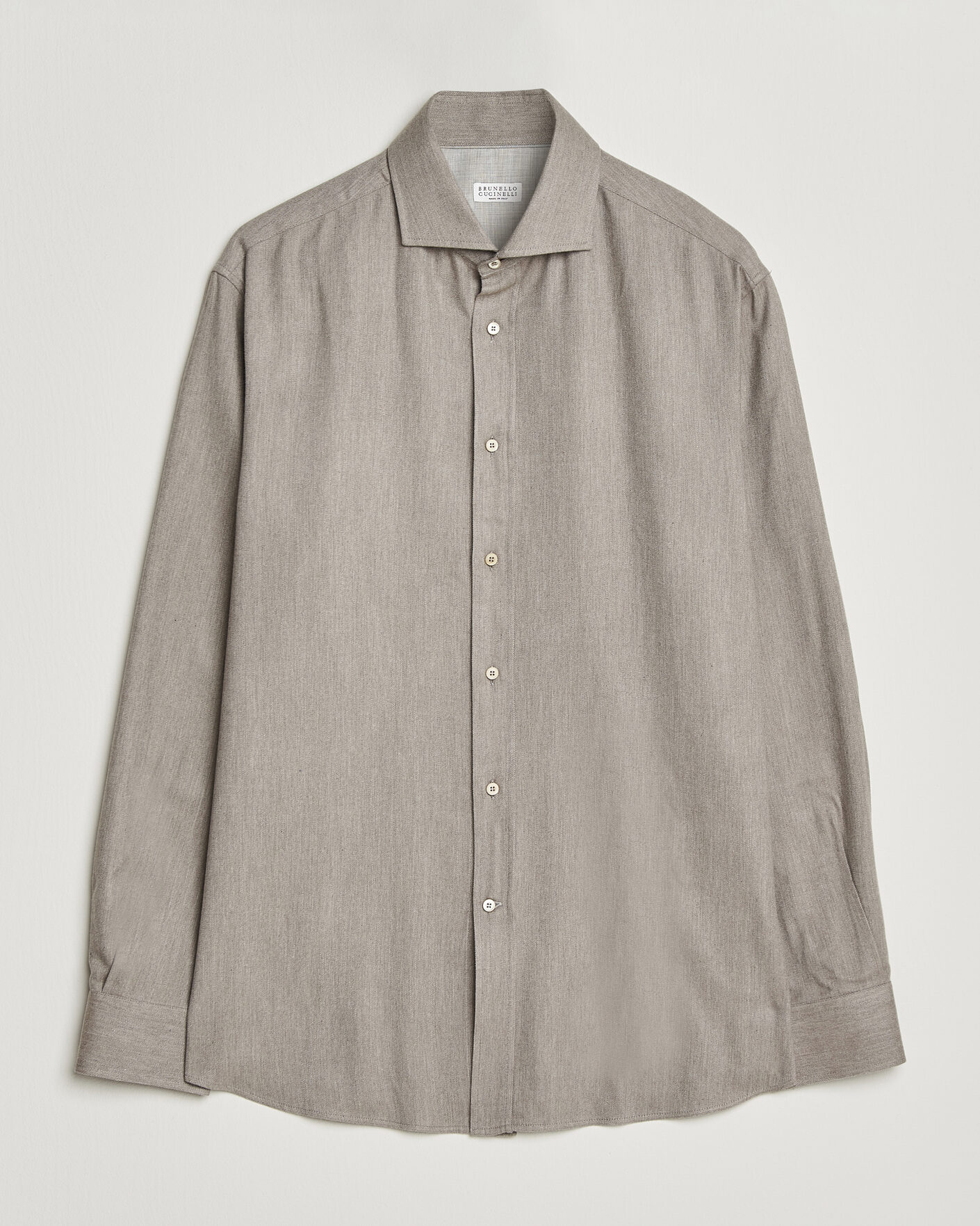 Mies | Kauluspaidat | Brunello Cucinelli | Cotton Flannel Shirt Granite