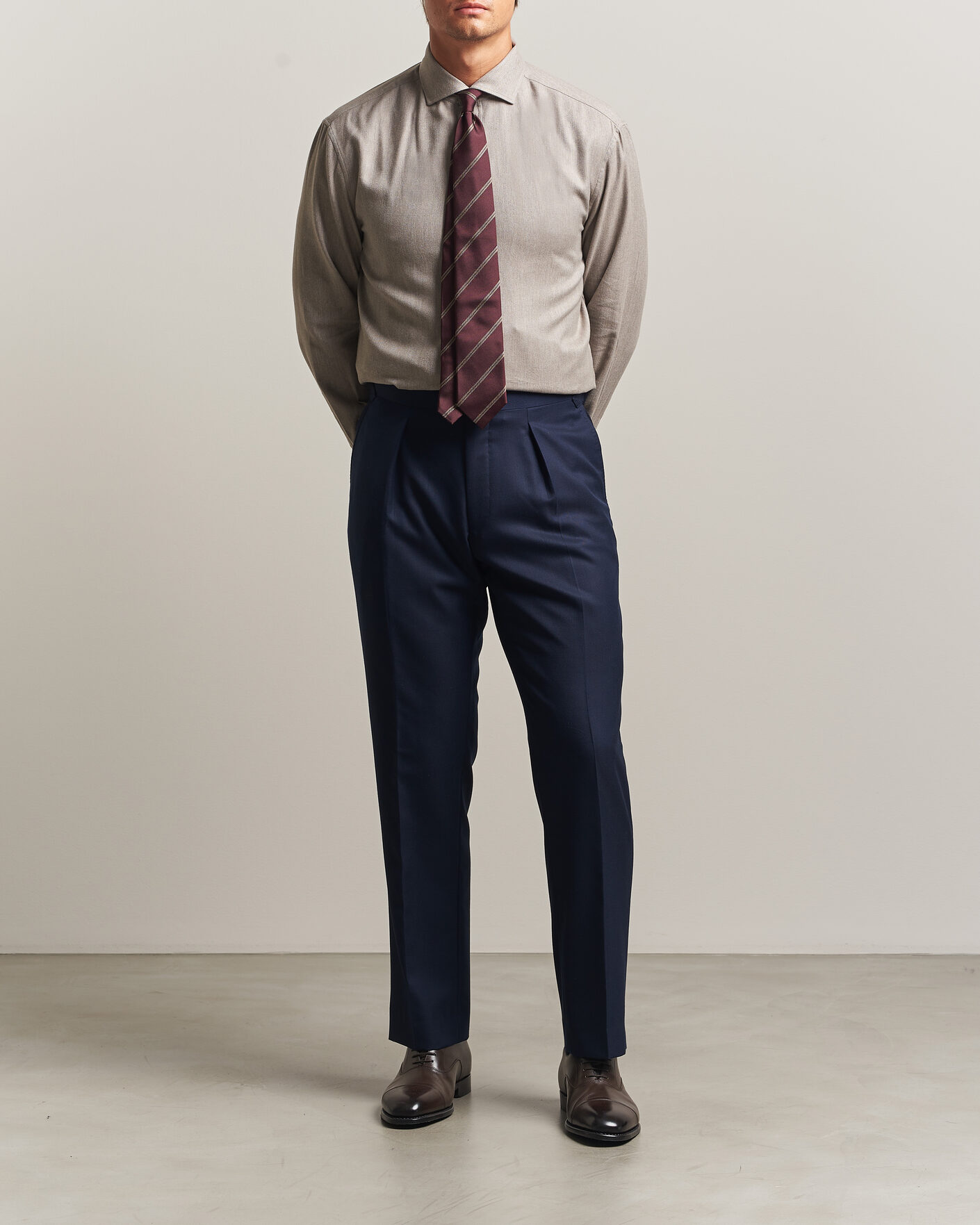 Mies | Kauluspaidat | Brunello Cucinelli | Cotton Flannel Shirt Granite