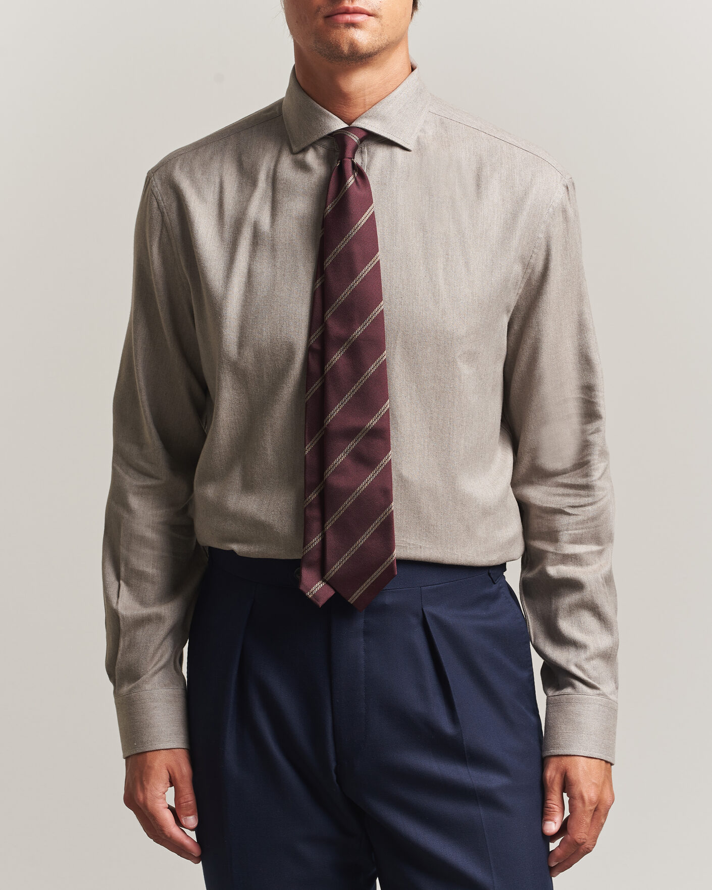 Mies | Kauluspaidat | Brunello Cucinelli | Cotton Flannel Shirt Granite