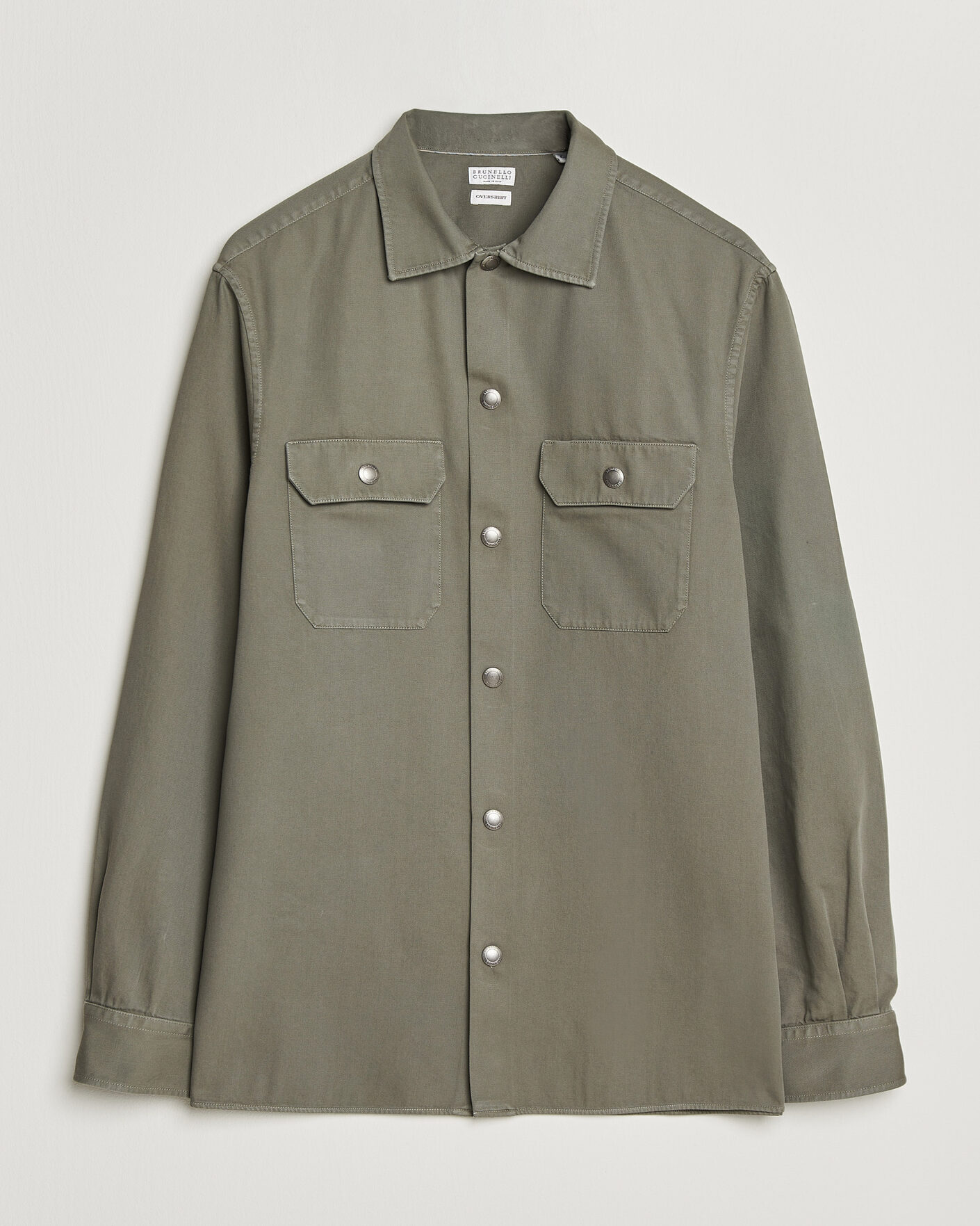 Mies | Kauluspaidat | Brunello Cucinelli | Twill Cotton Overshirt Olive
