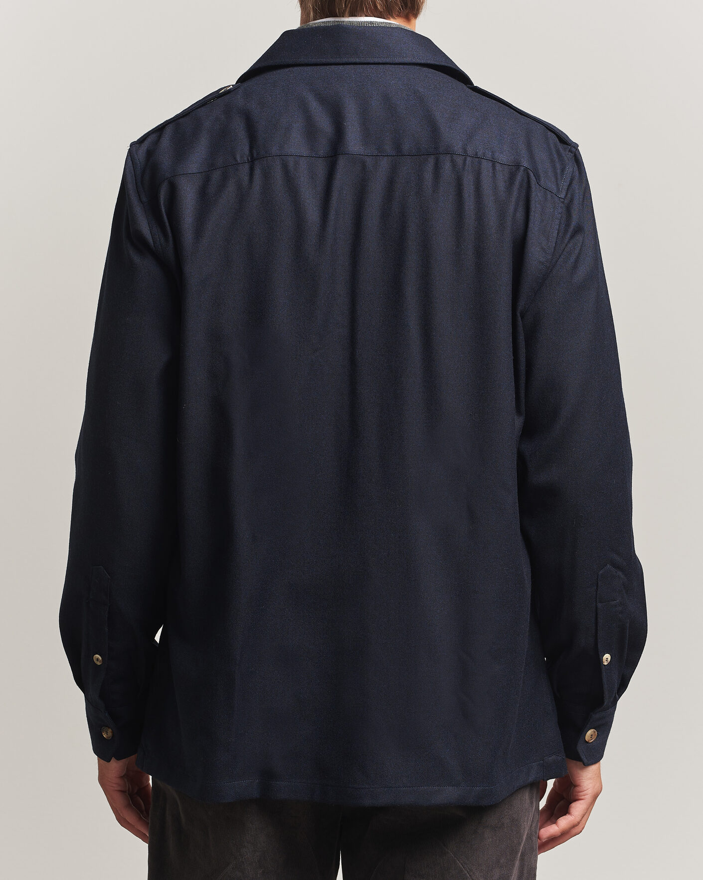Mies | Kauluspaidat | Brunello Cucinelli | Flannel Double Pocket Overshirt Navy
