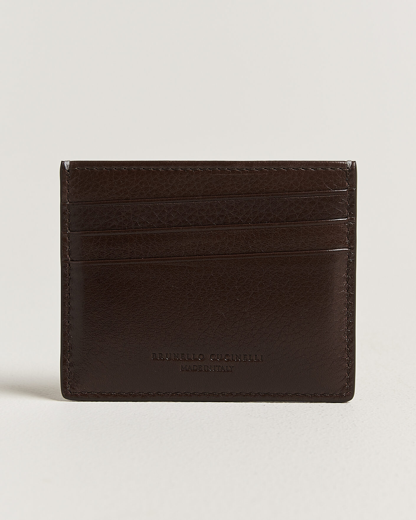 Mies | Lompakot | Brunello Cucinelli | Grain Leather Card Holder Dark Brown