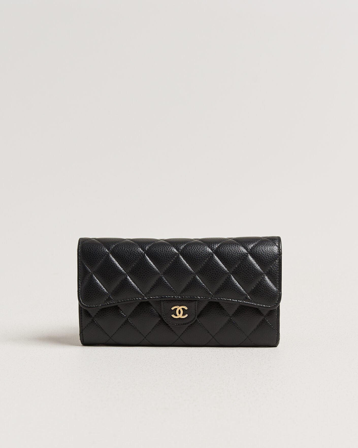 Mies | Pre-Owned & Vintage Bags | Chanel Pre-Owned | Classic  Long Flap Wallet Caviar Leather Black