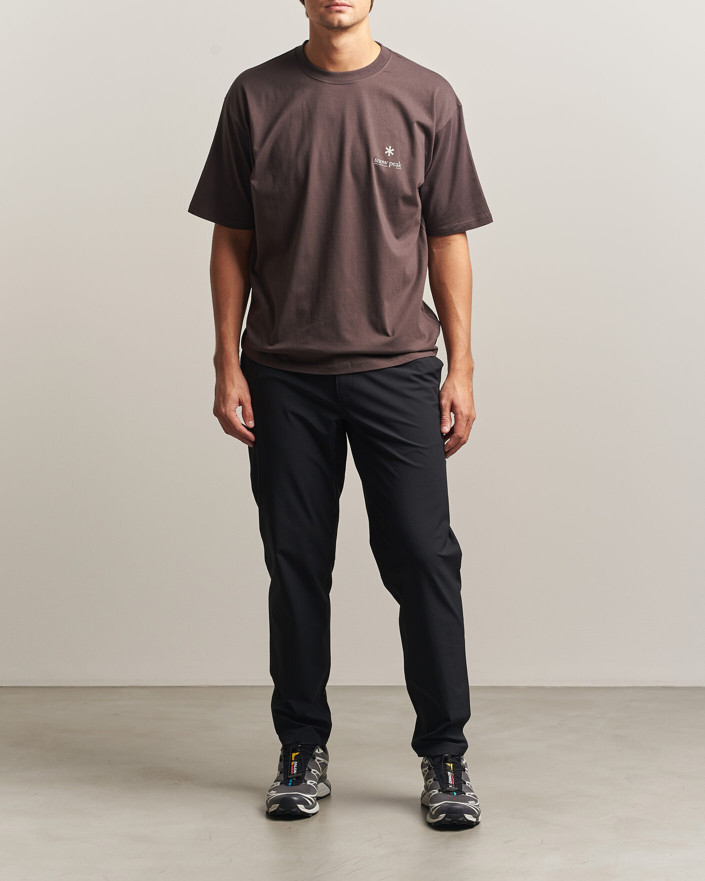 Mies | T-paidat | Snow Peak | Soft Cotton Relaxed Logo T-Shirt Brown