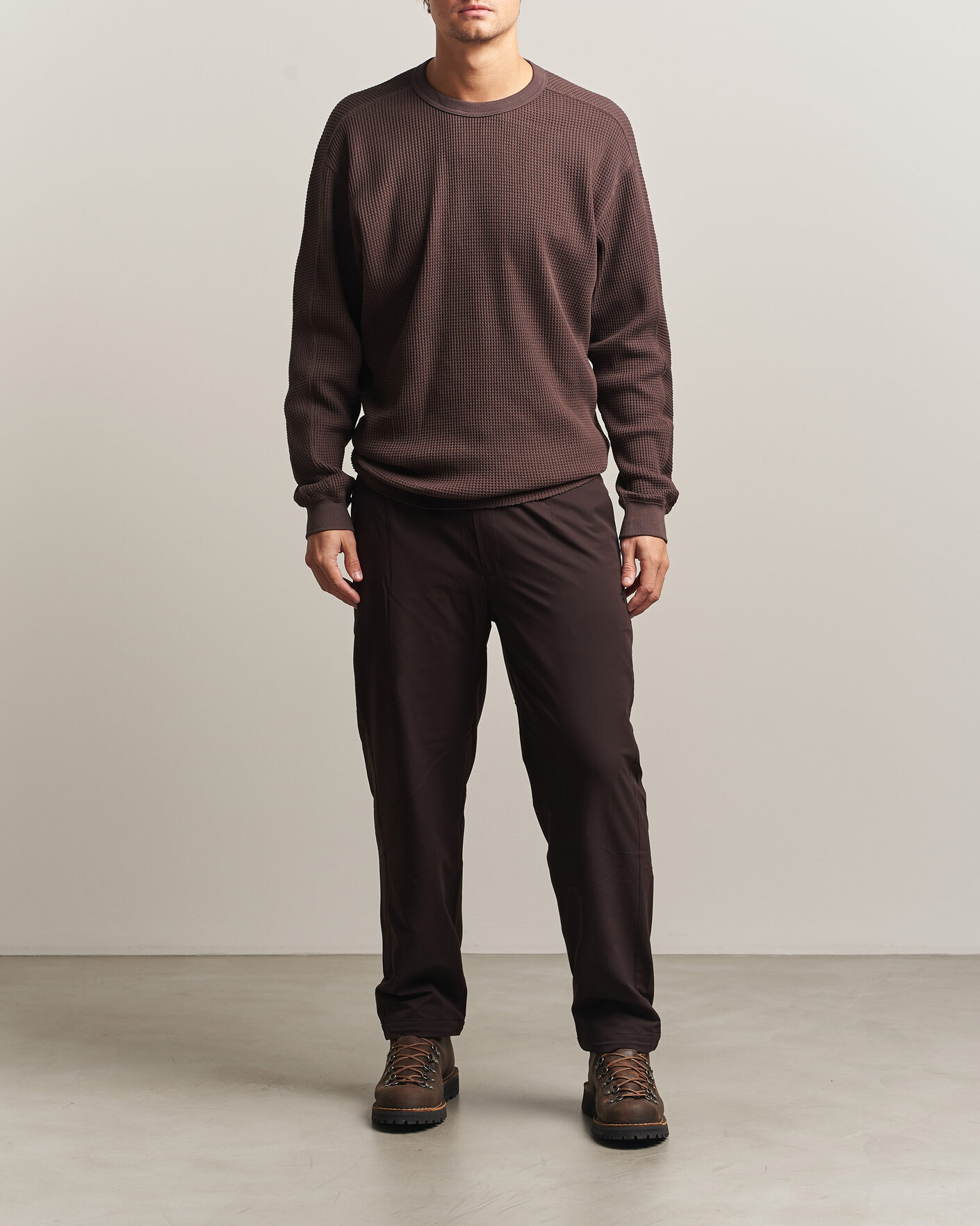Mies | Puserot | Snow Peak | Heavyweight Waffle Pullover Dark Brown