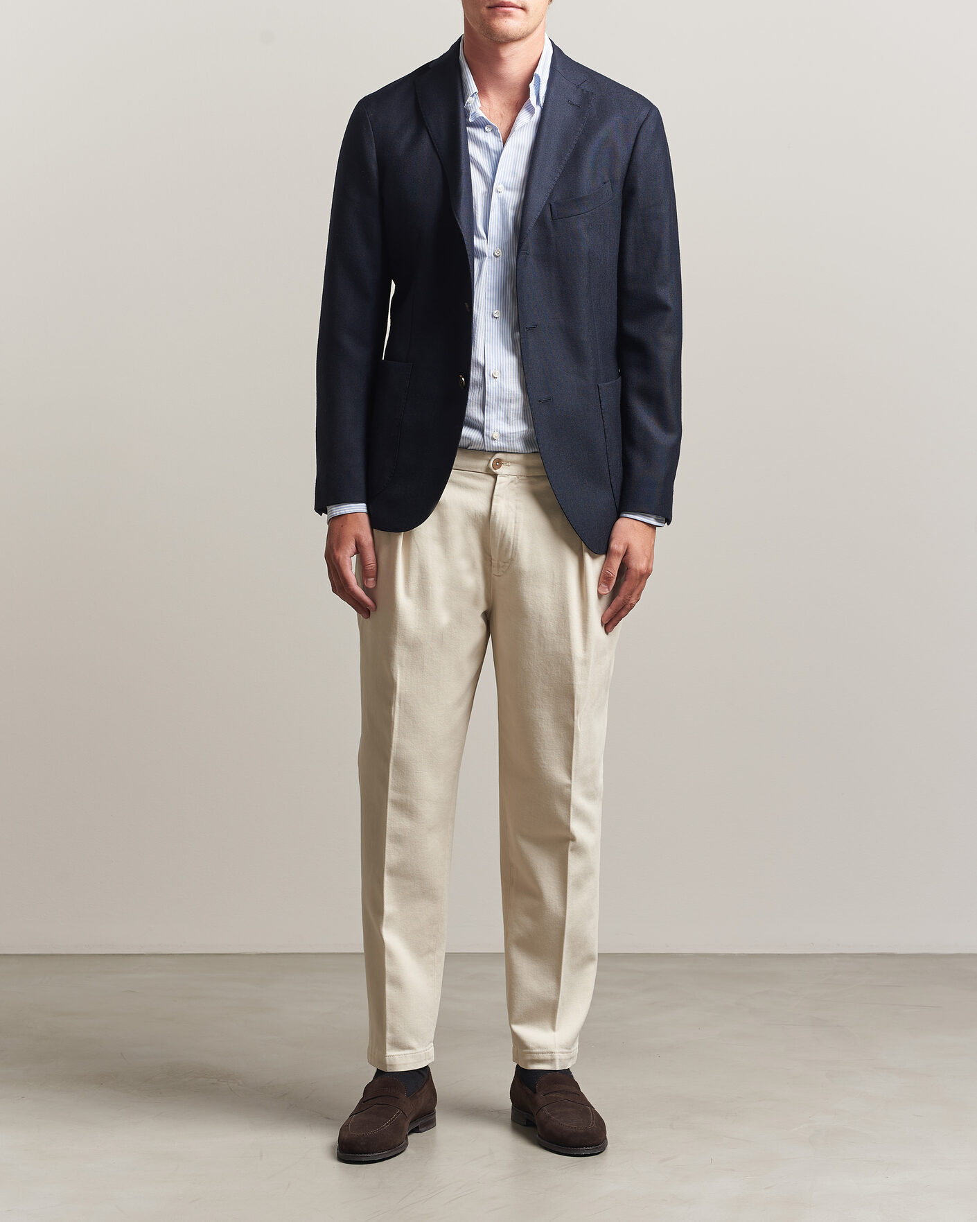 Mies | Housut | Briglia 1949 | Portobello Loose Fit Cotton Trousers Ecru